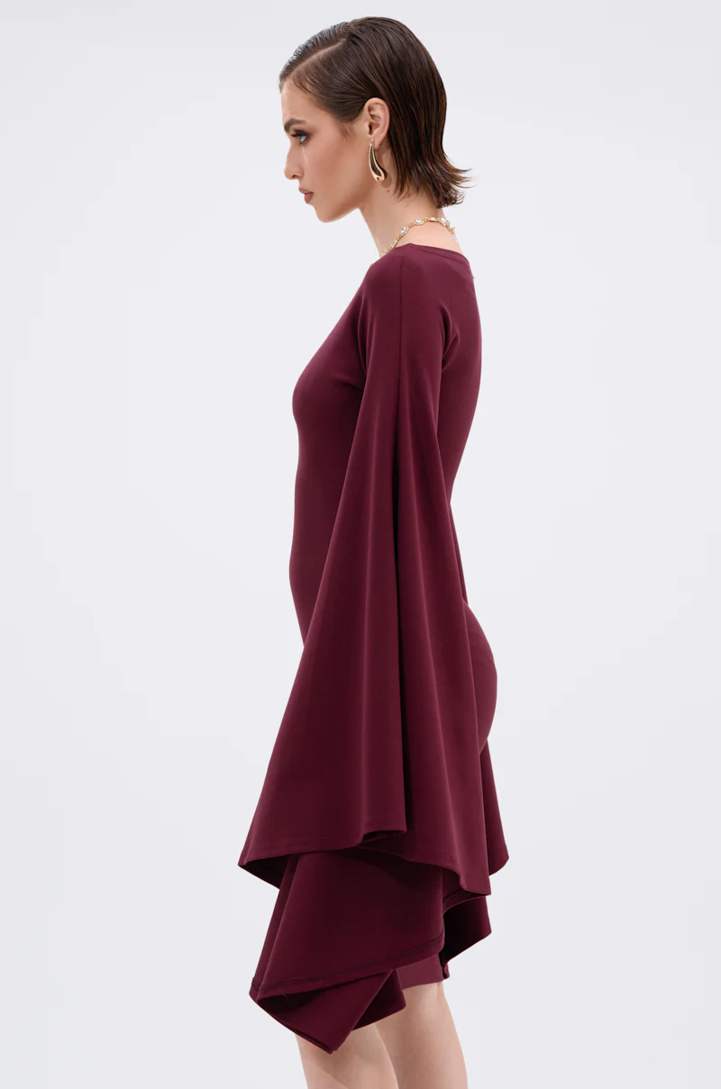 MEET ME IN THE BALLROOM MIDI DRESS IN BURGUNDY - Image 6