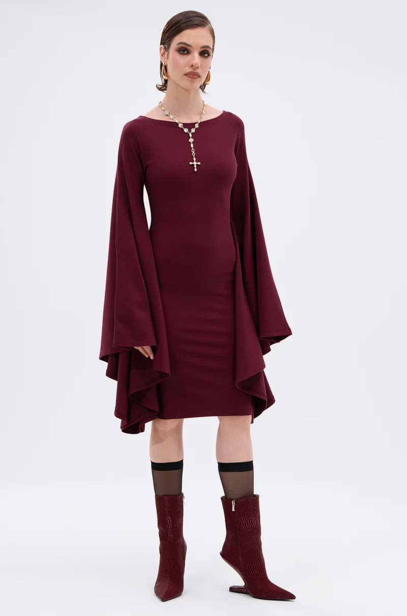 MEET ME IN THE BALLROOM MIDI DRESS IN BURGUNDY - Image 8