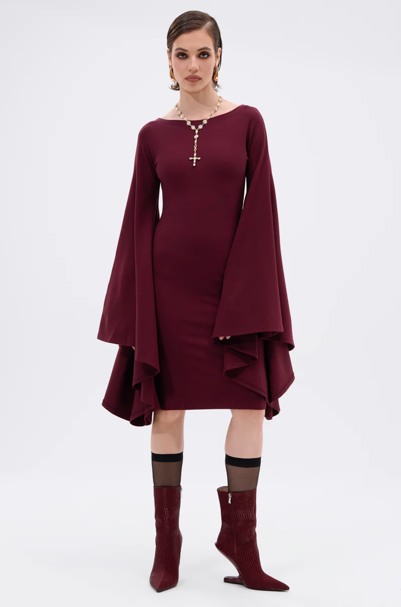 MEET ME IN THE BALLROOM MIDI DRESS IN BURGUNDY - Image 9