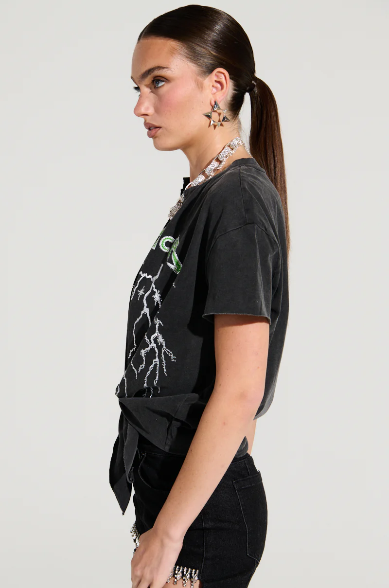 MEGA RICH BABE TIE FRONT T-SHIRT - Image 3