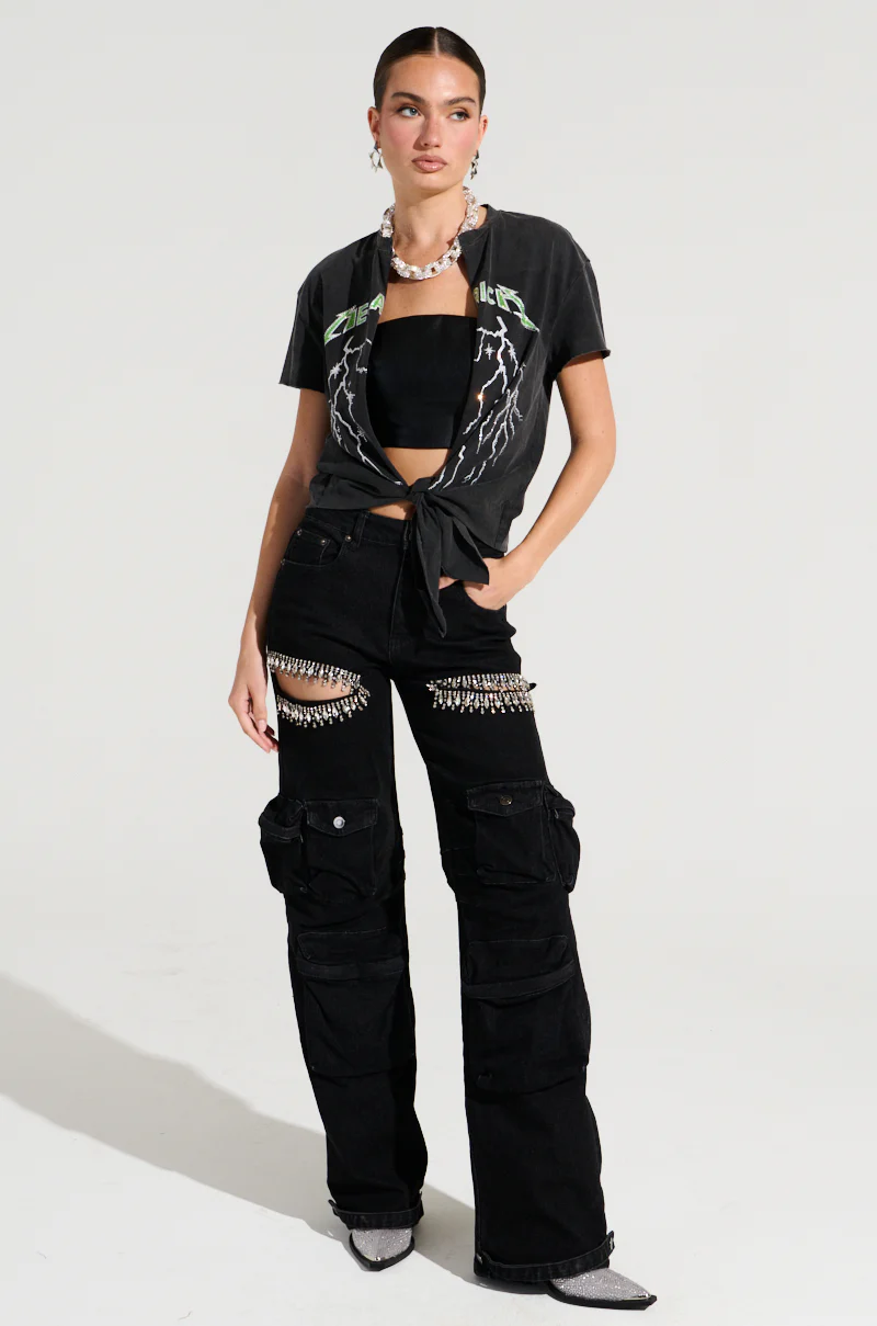 MEGA RICH BABE TIE FRONT T-SHIRT - Image 5
