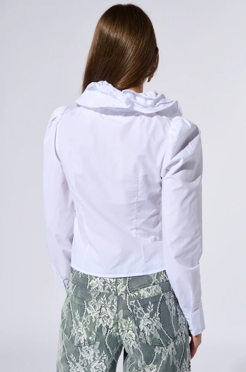 MEGHAN DRAMATIC RUFFLE BUTTON DOWN BLOUSE - Image 5