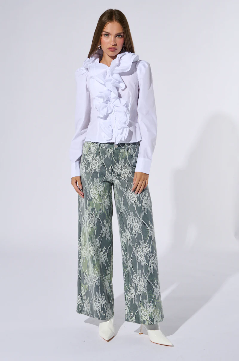 MEGHAN DRAMATIC RUFFLE BUTTON DOWN BLOUSE - Image 6