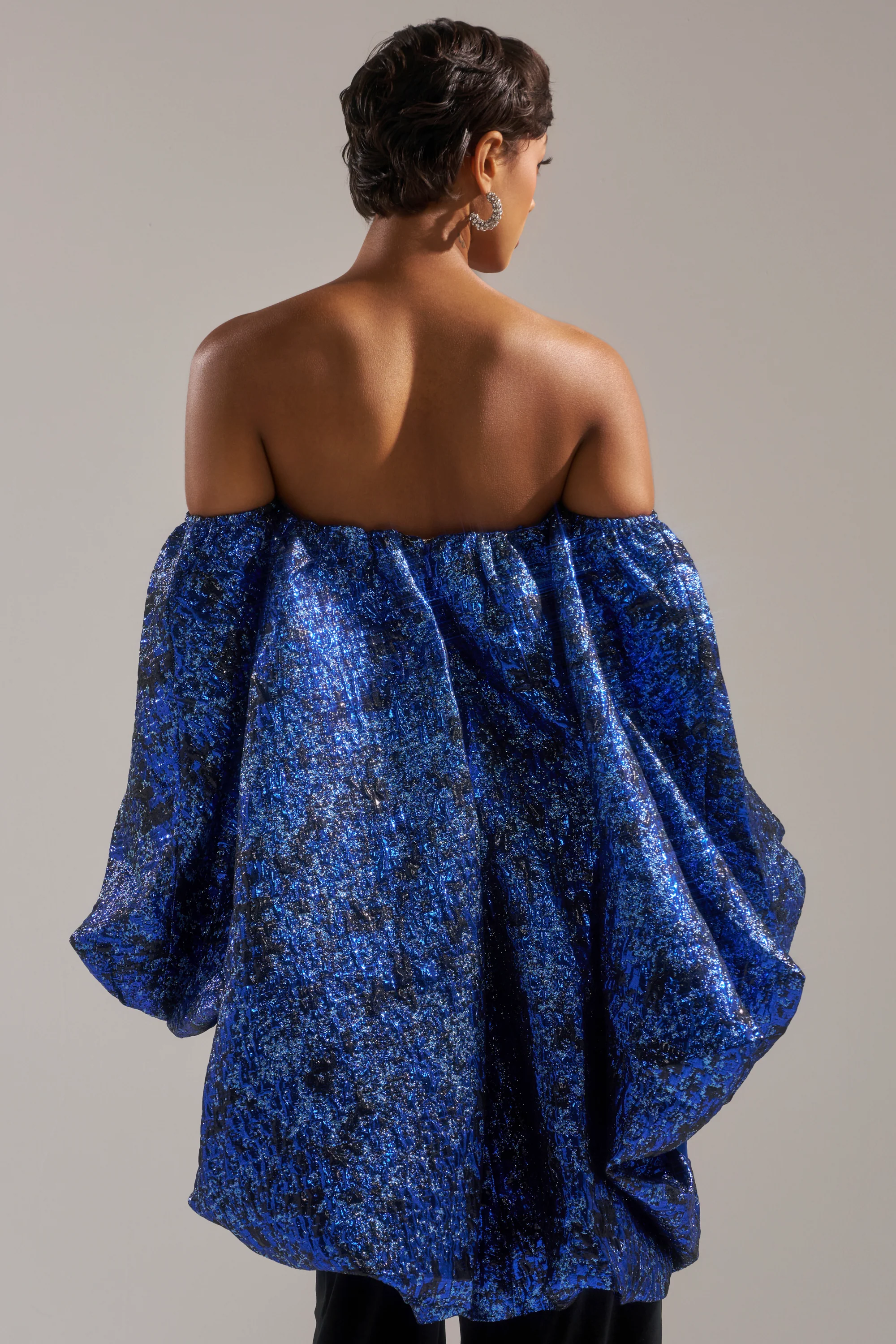 MELANI OFF THE SHOULDER HI-LOW BROCADE BLOUSE - Image 6