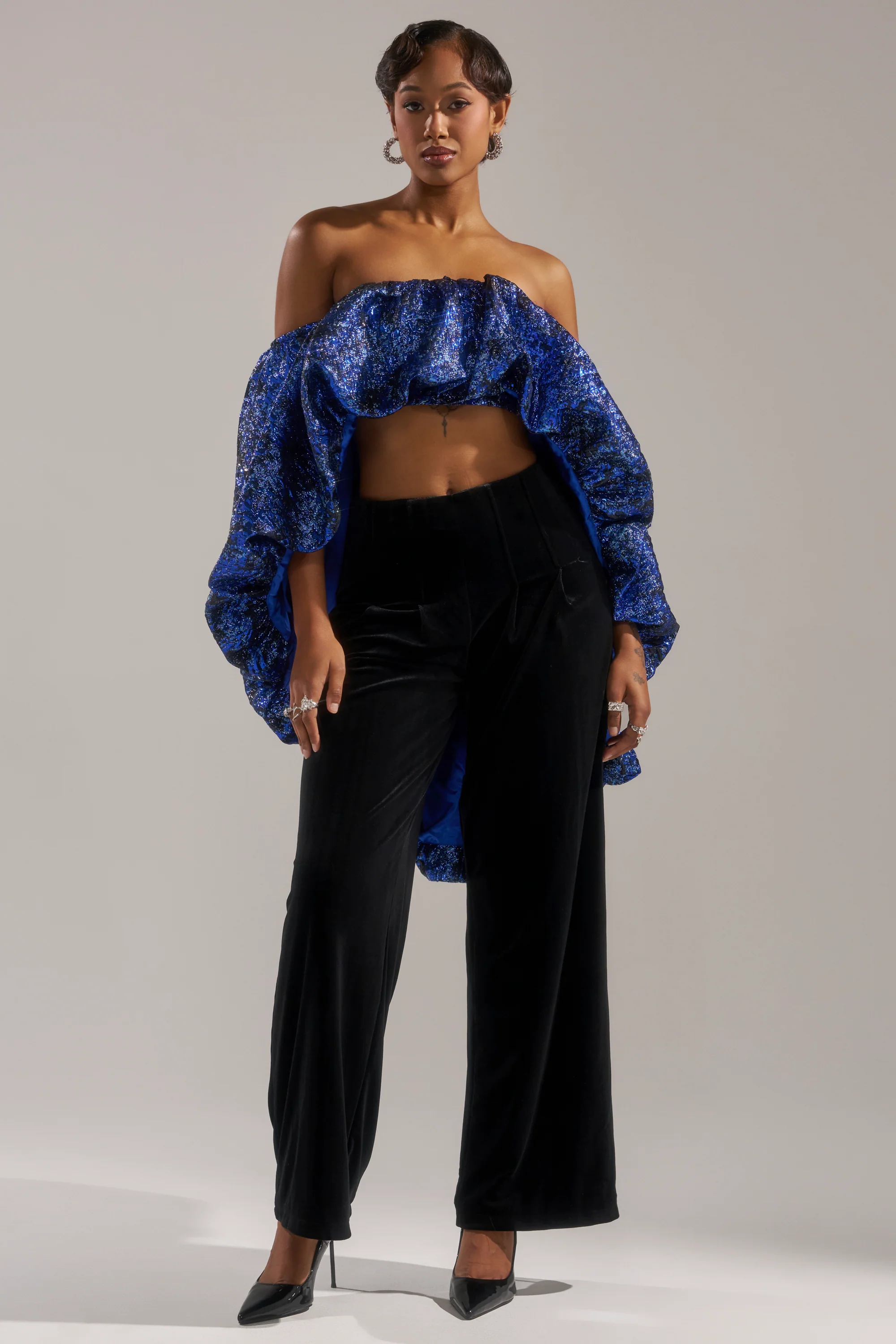 MELANI OFF THE SHOULDER HI-LOW BROCADE BLOUSE - Image 8