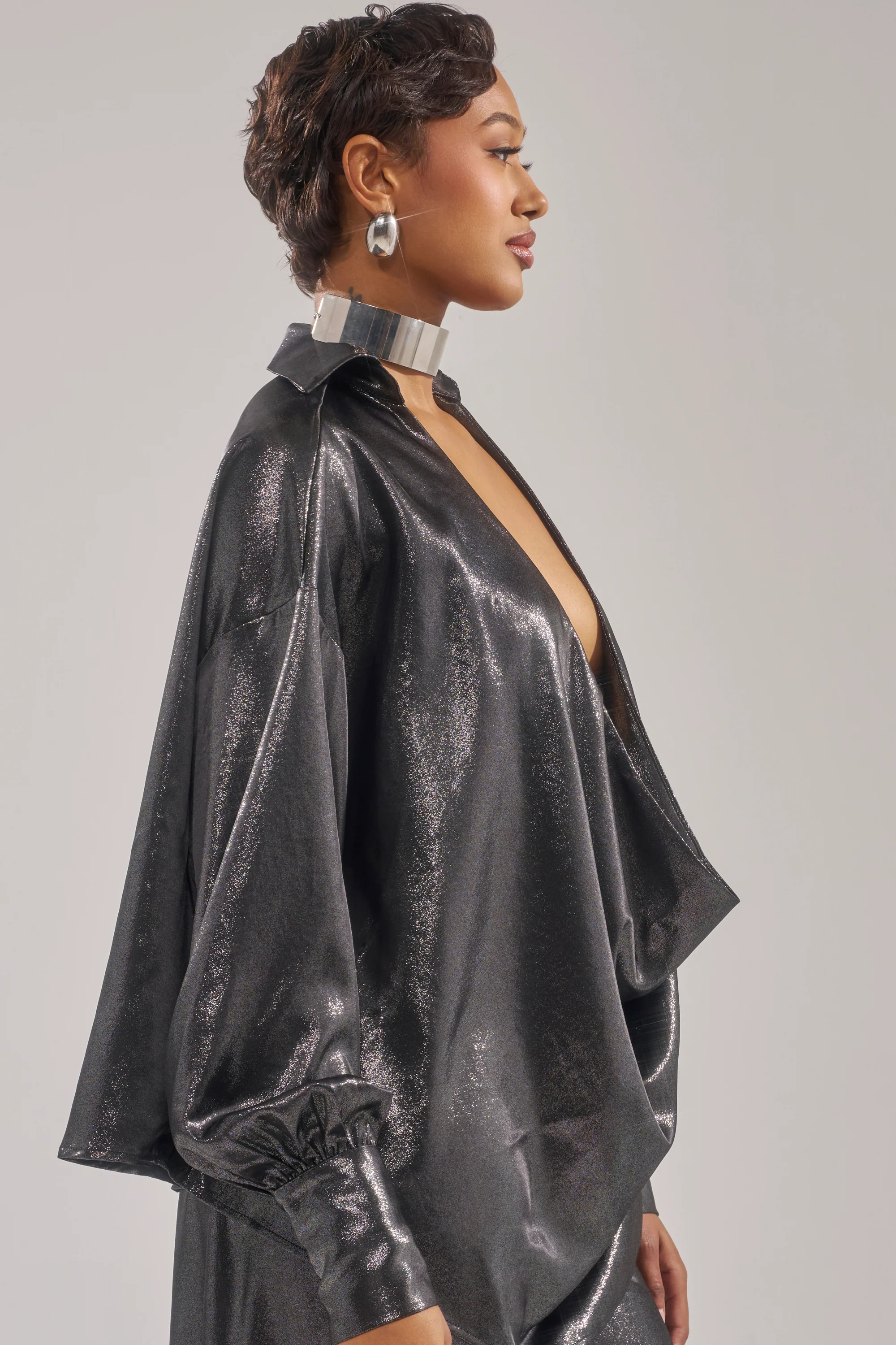 MELINIA METALLIC DRAPE BLOUSE - Image 4