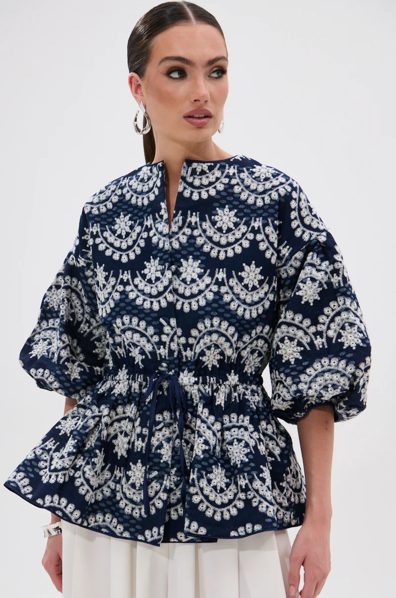 MELODY DENIM EYELET BLOUSE - Image 2