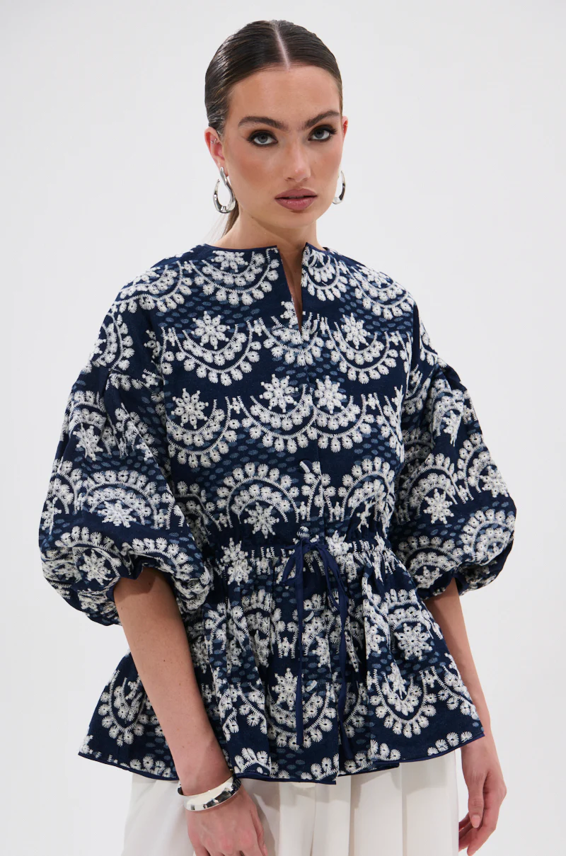 MELODY DENIM EYELET BLOUSE - Image 3