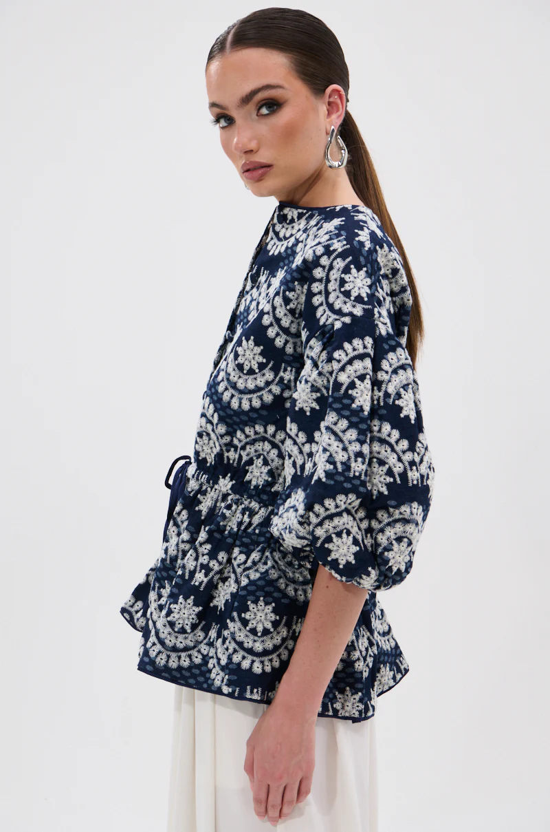 MELODY DENIM EYELET BLOUSE - Image 4
