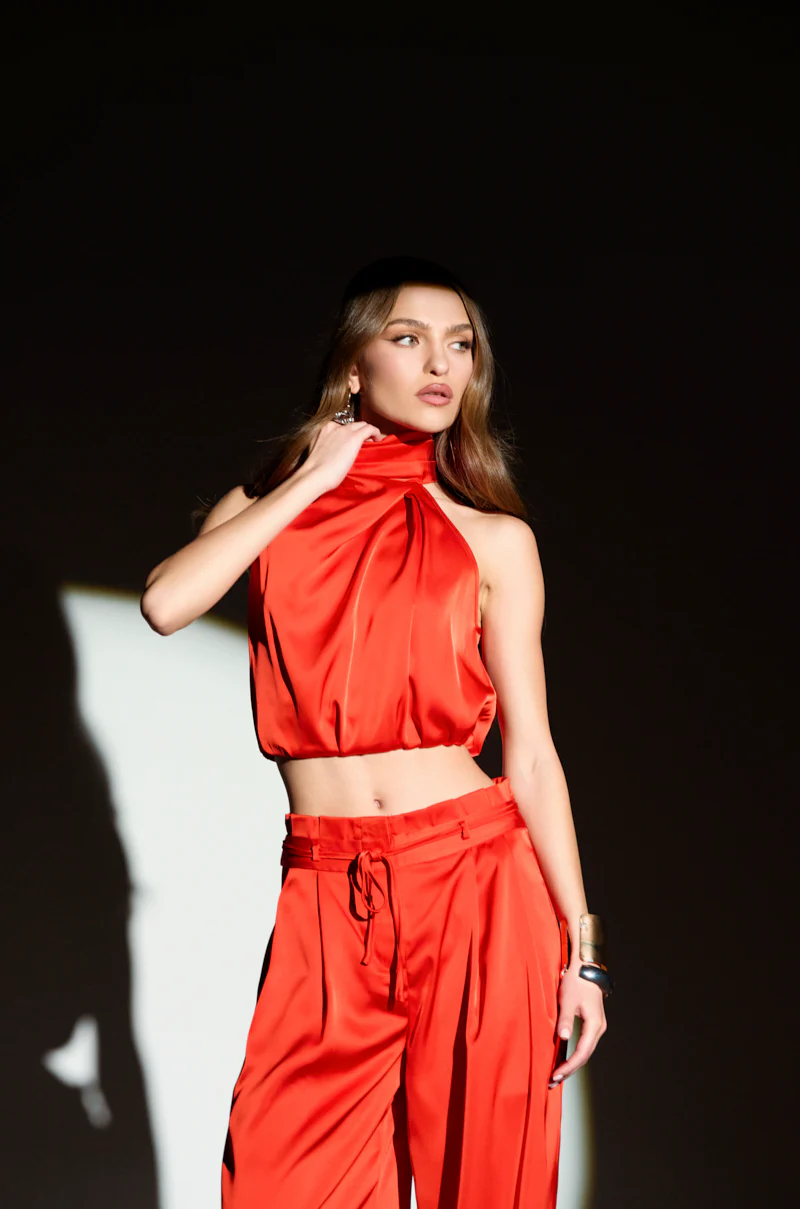MEREDITH BLAKE SATIN MOCK NECK TOP - Image 10