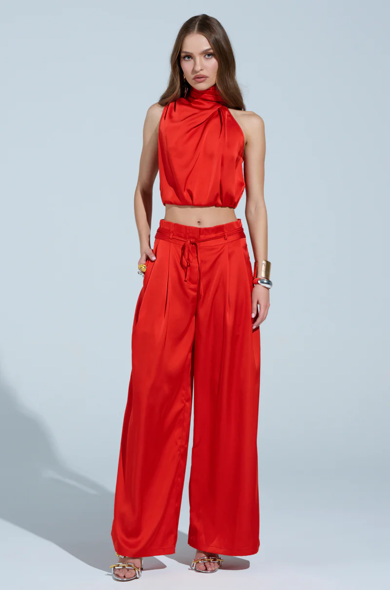 MEREDITH BLAKE SATIN WIDE LEG PANT - Image 5