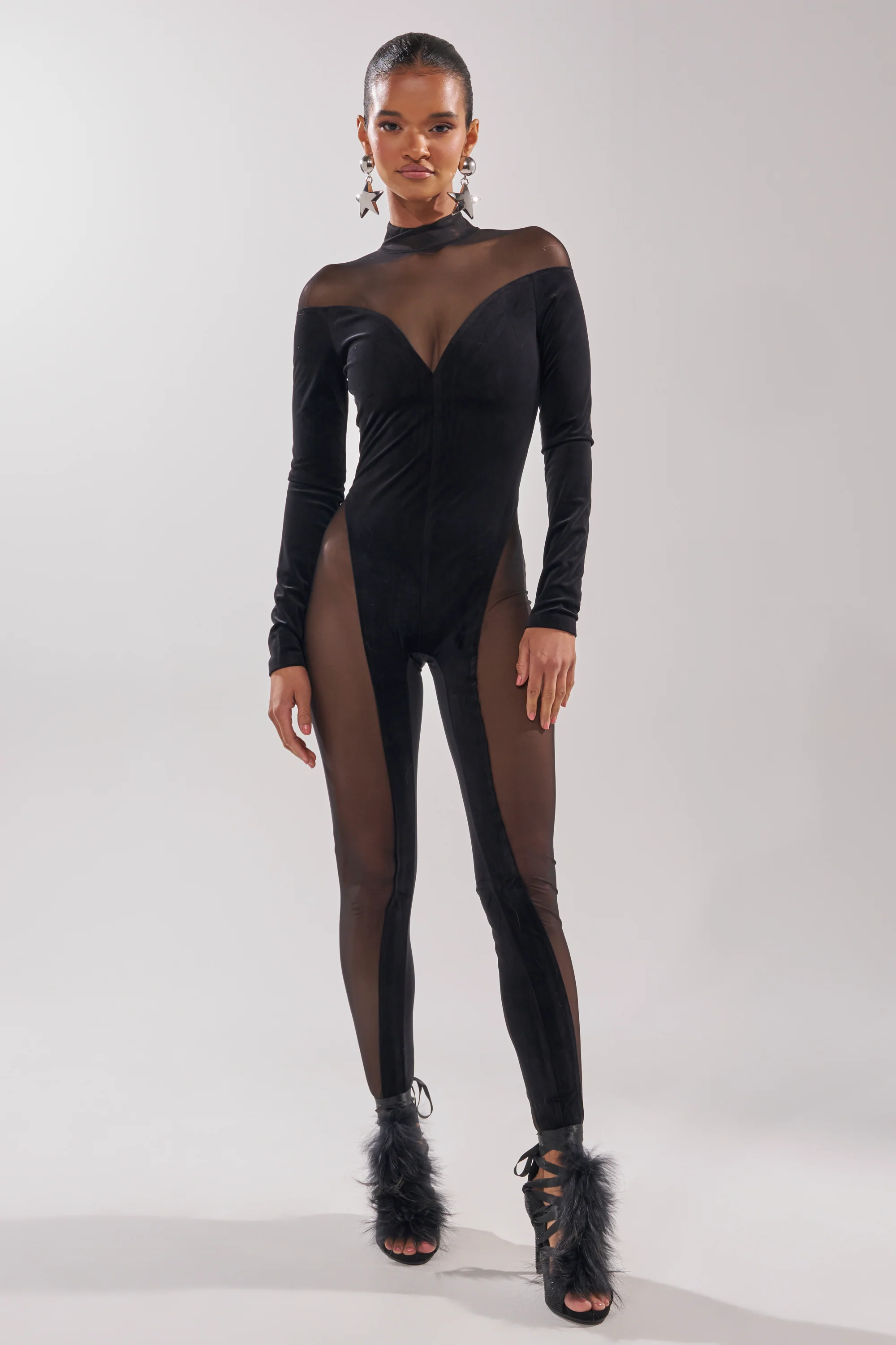 MESH TO IMPRESS LONG SLEEVE JUMPSUIT - Image 3