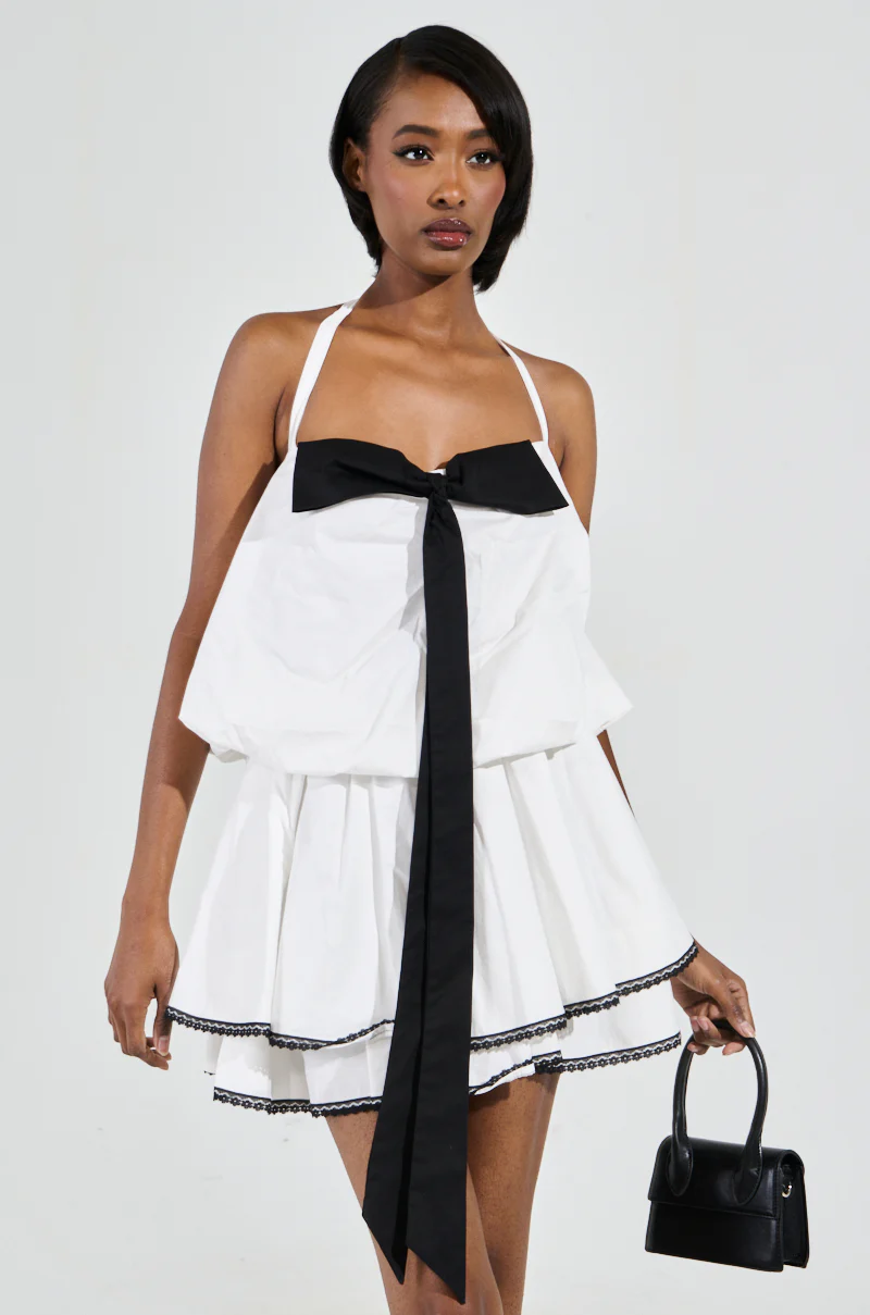 MIA POPLIN MINI DRESS WITH BOW - Image 2