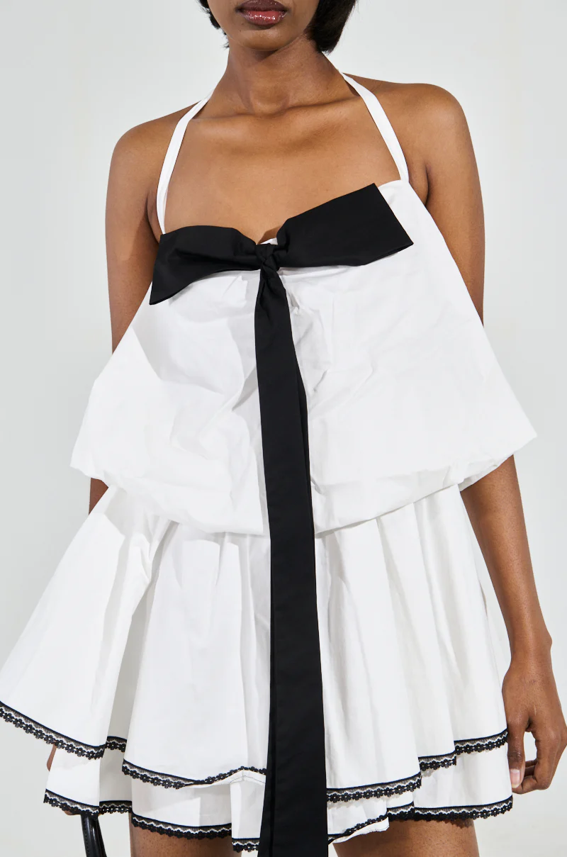 MIA POPLIN MINI DRESS WITH BOW - Image 8