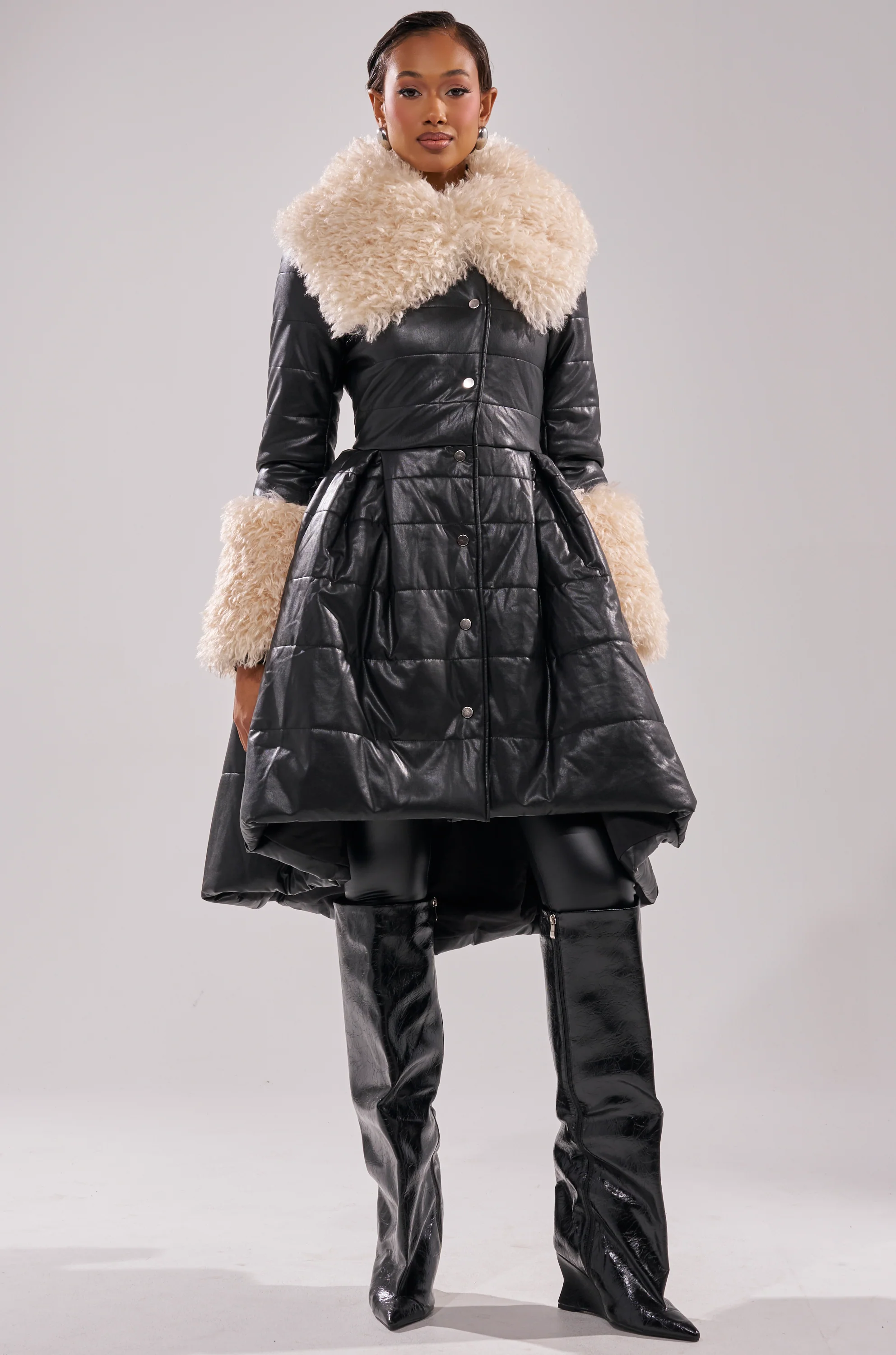 MIDTOWN PEPLUM PUFFER IN FAUX LEATHER - Image 6