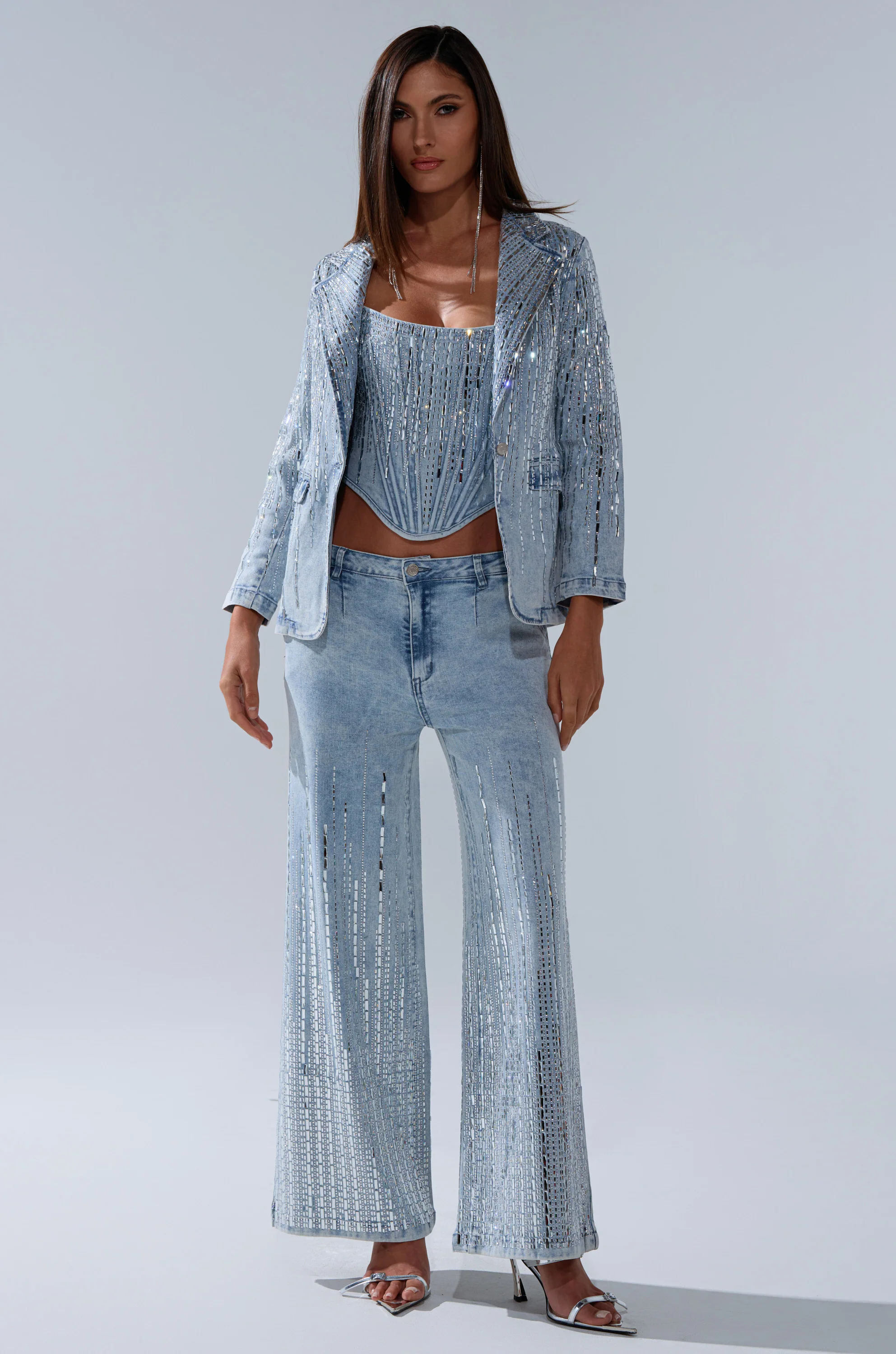 MILA EMBELLISHED BLAZER IN DENIM - Image 8