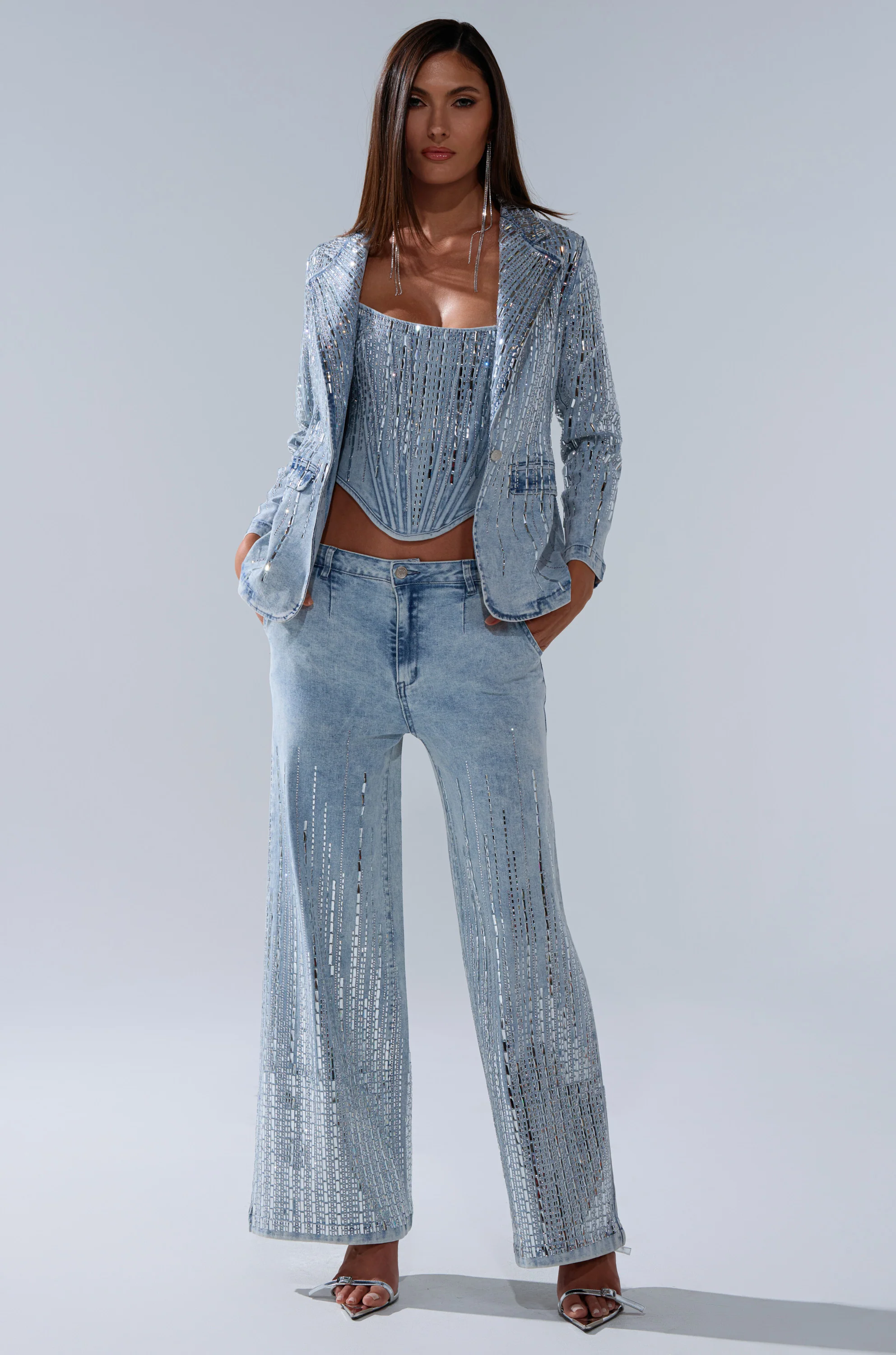 MILA EMBELLISHED CORSET IN DENIM - Image 10