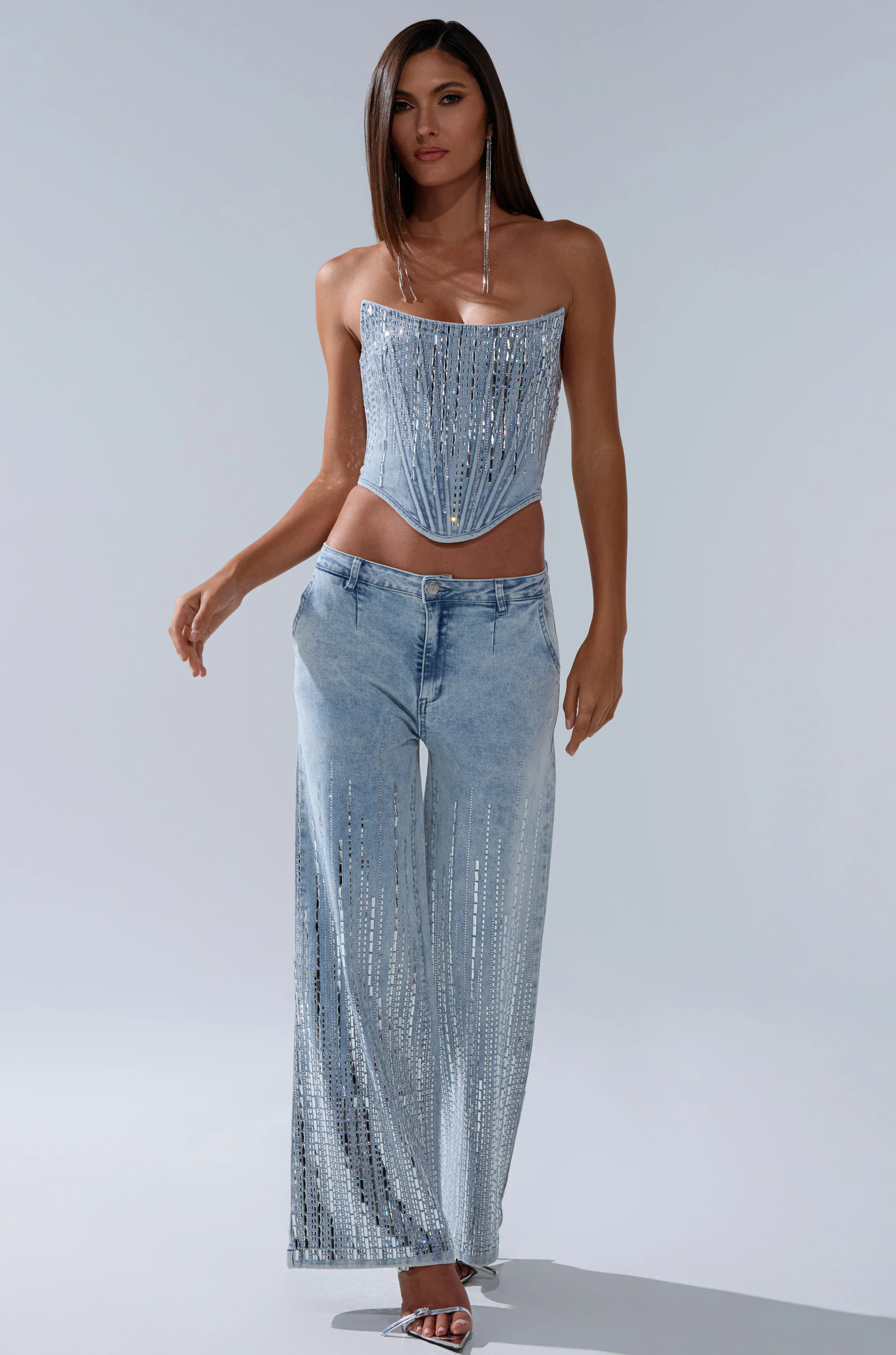 MILA EMBELLISHED CORSET IN DENIM - Image 8