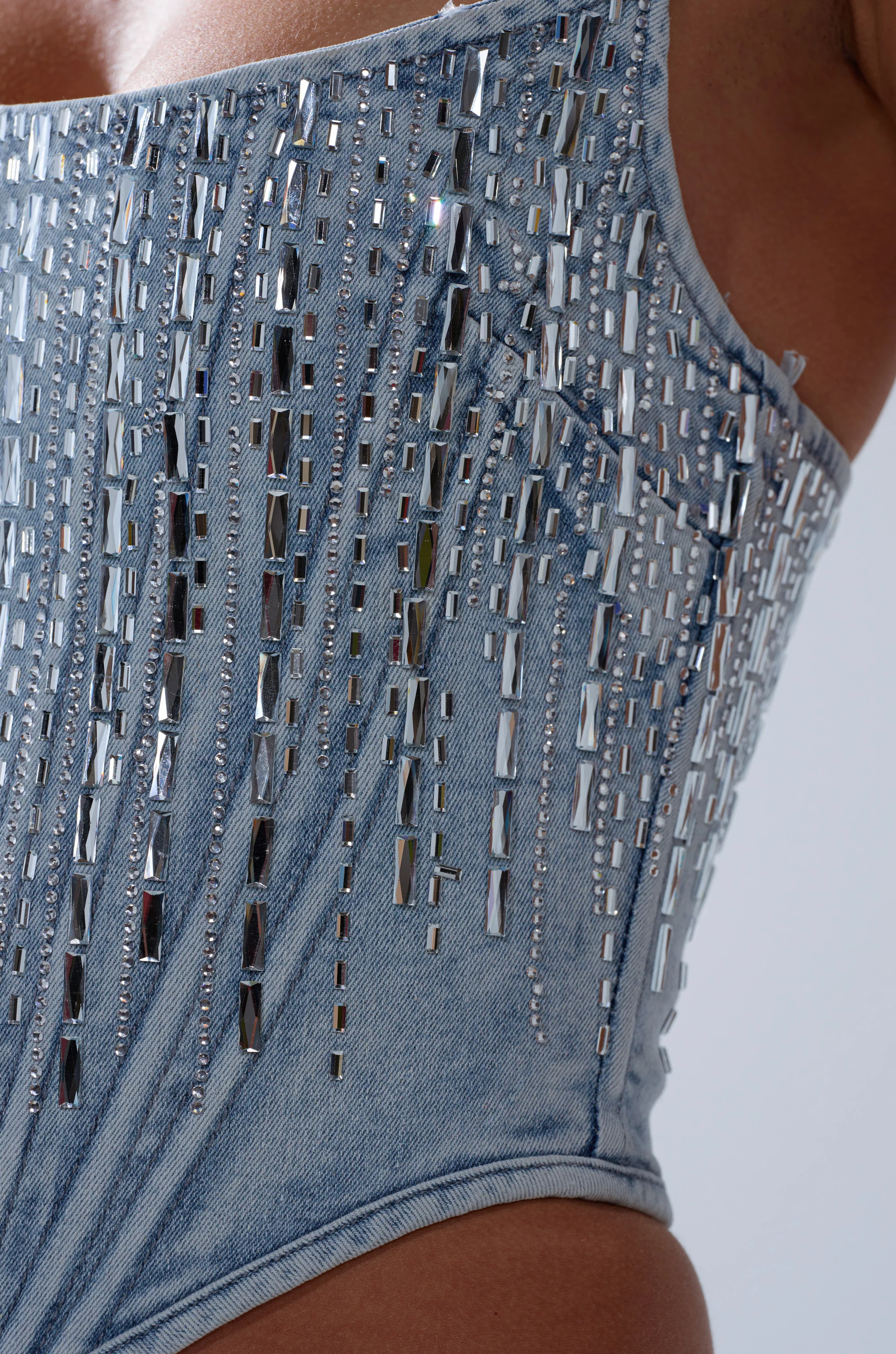 MILA EMBELLISHED CORSET IN DENIM - Image 9