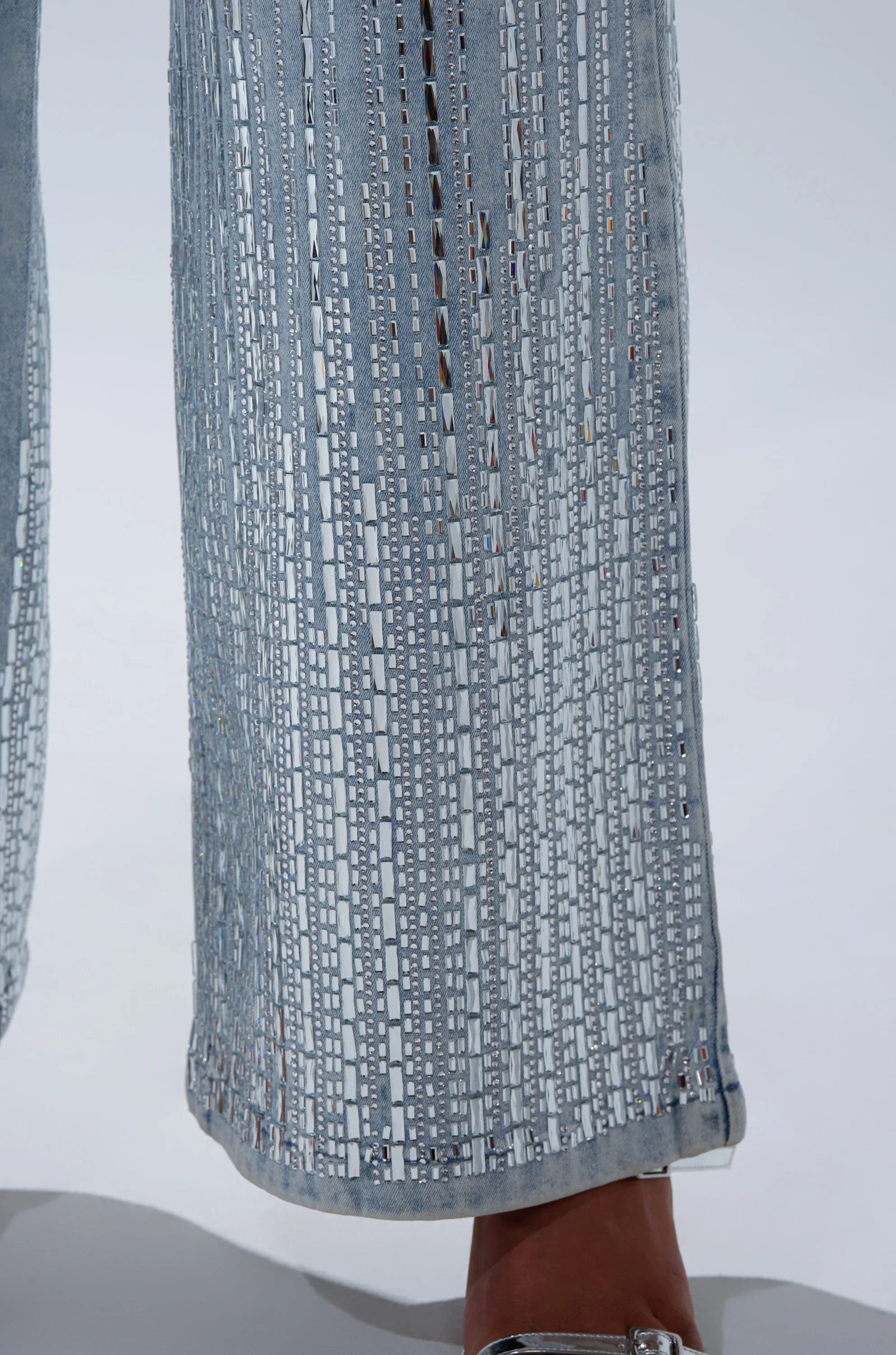 MILA EMBELLISHED FLARE PANT IN DENIM - Image 10