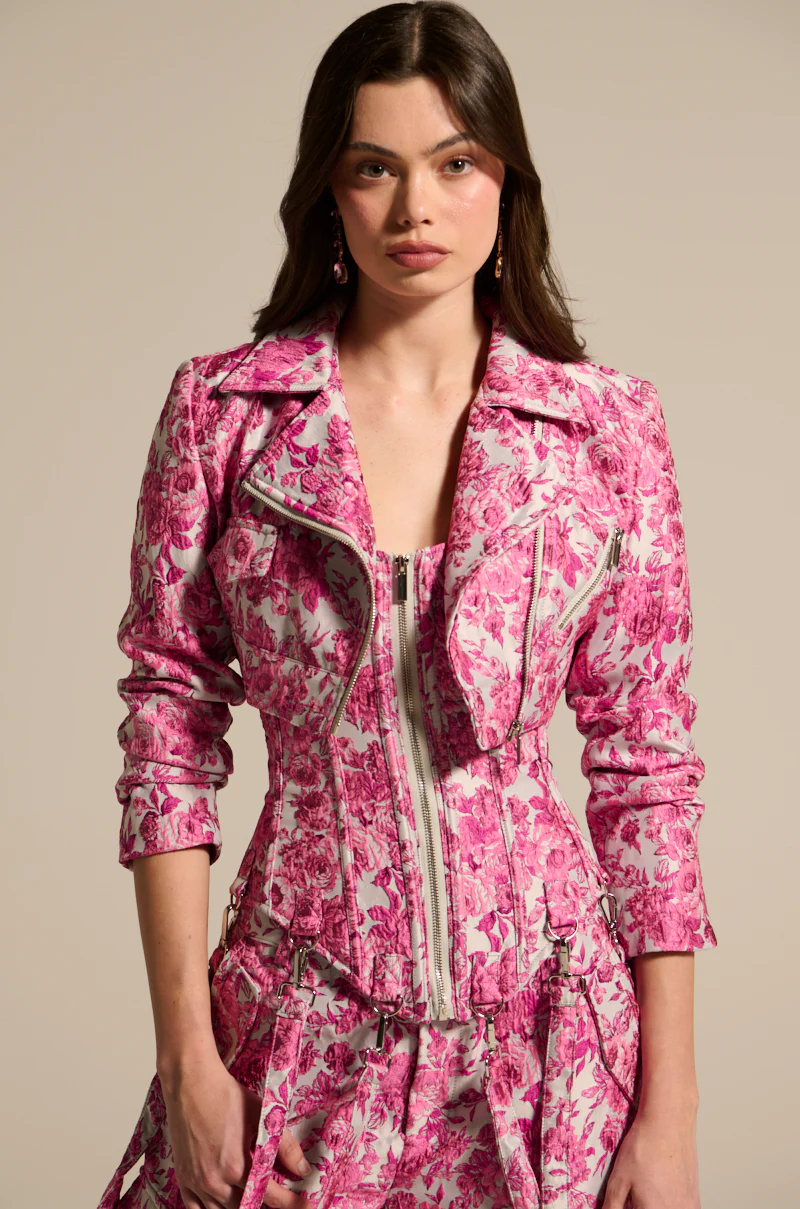 MILEY JACQUARD CROPPED MOTO - Image 2