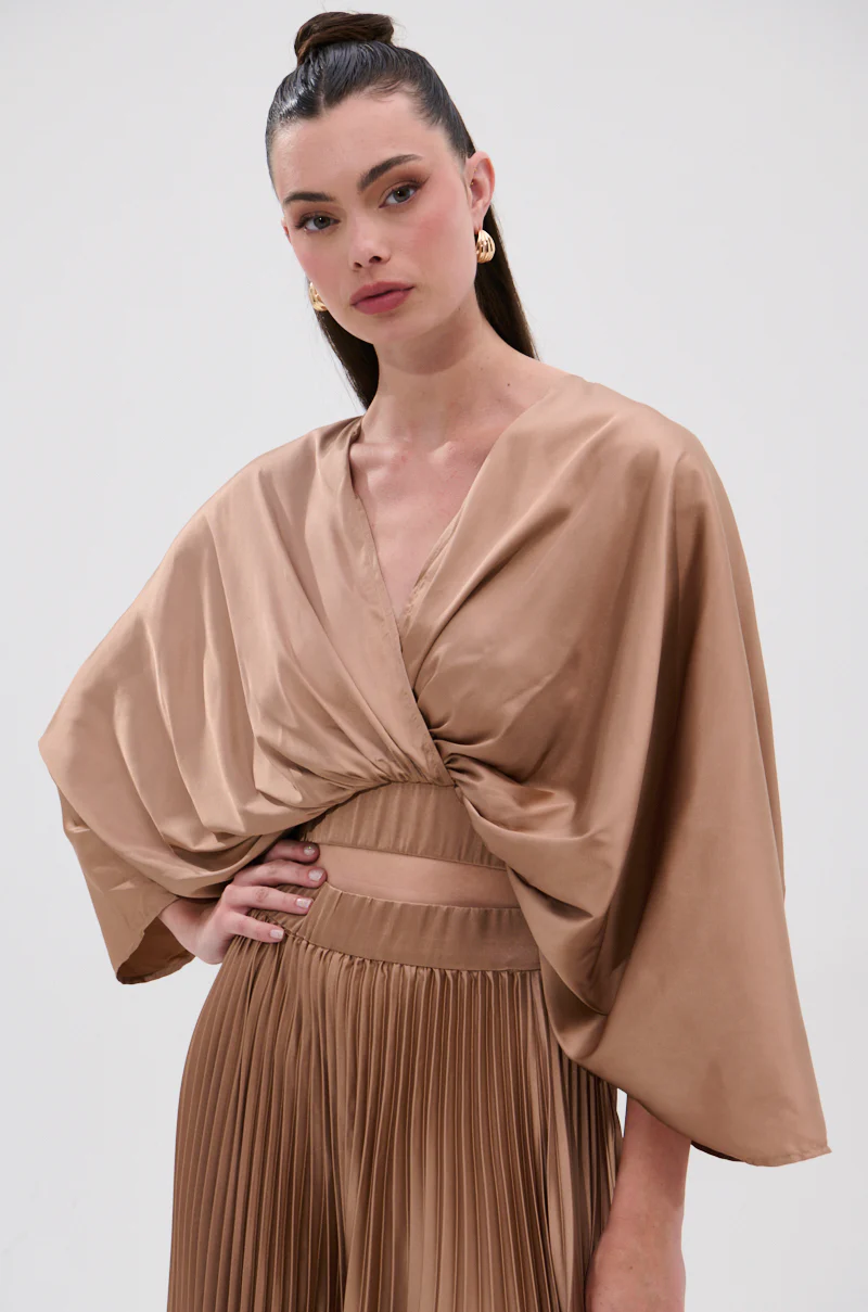 MILLIE MOCHA MOUSSE SATIN BLOUSE - Image 2