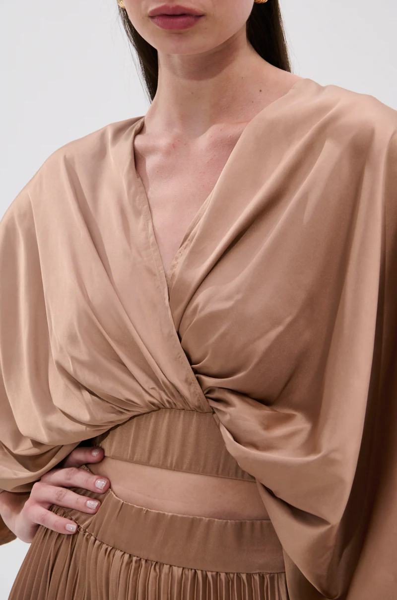 MILLIE MOCHA MOUSSE SATIN BLOUSE - Image 7