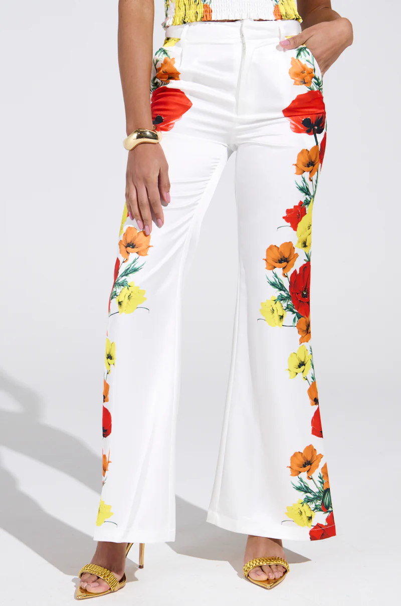 MIND MY OWN FLORAL SATIN TROUSERS - Image 2