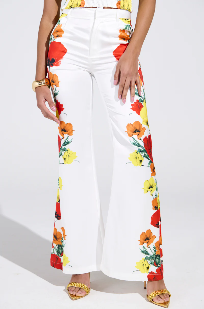 MIND MY OWN FLORAL SATIN TROUSERS - Image 3