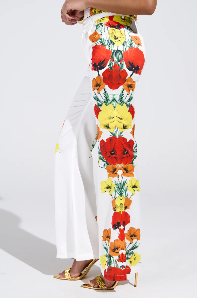 MIND MY OWN FLORAL SATIN TROUSERS - Image 4