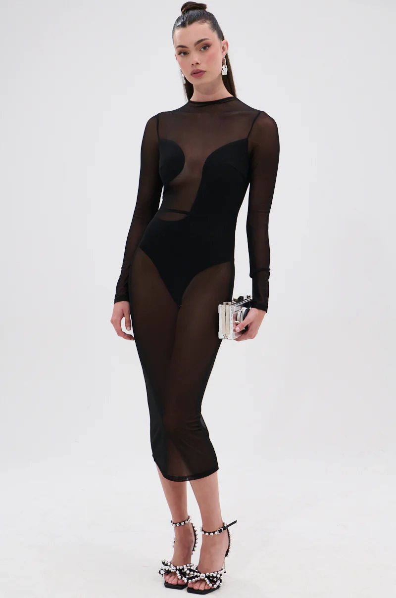 MINDING MY BUSINESS MESH MIDI DRESS - Image 6