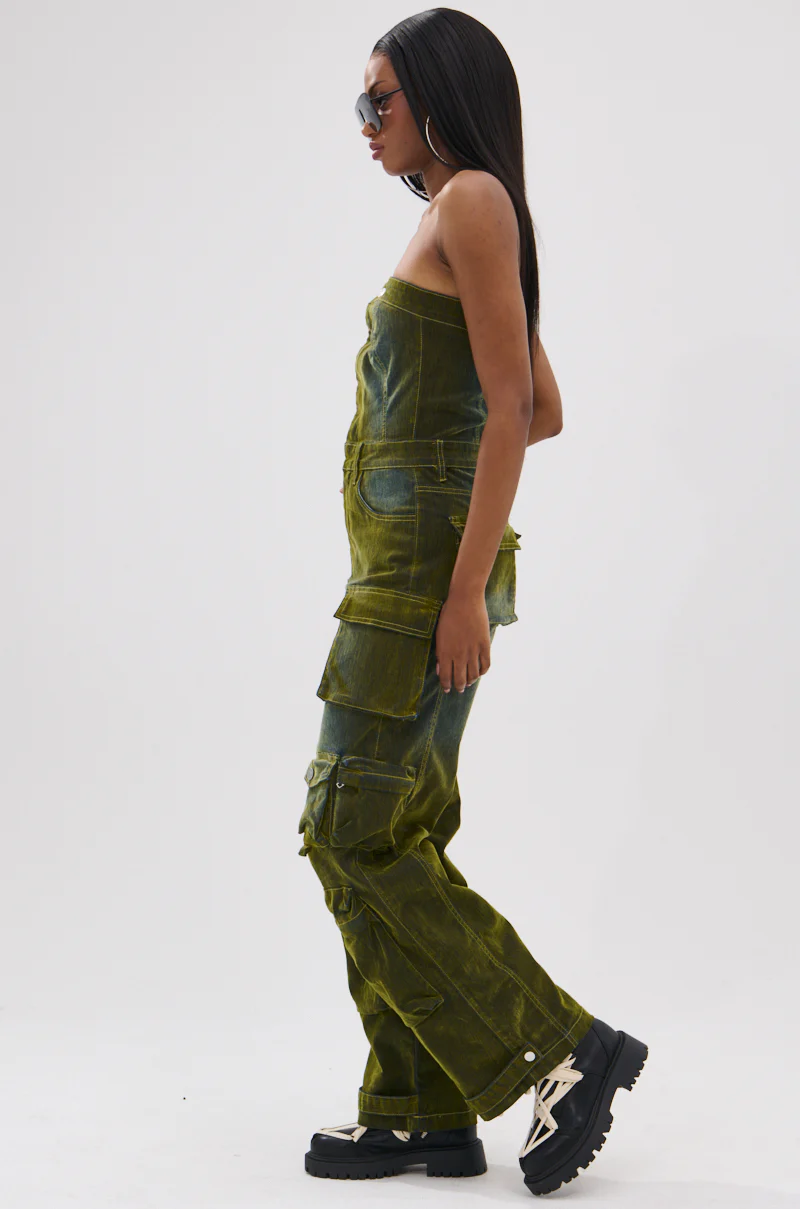 MIRA DISTRESSED VELVET DENIM JUMPSUIT - Image 4