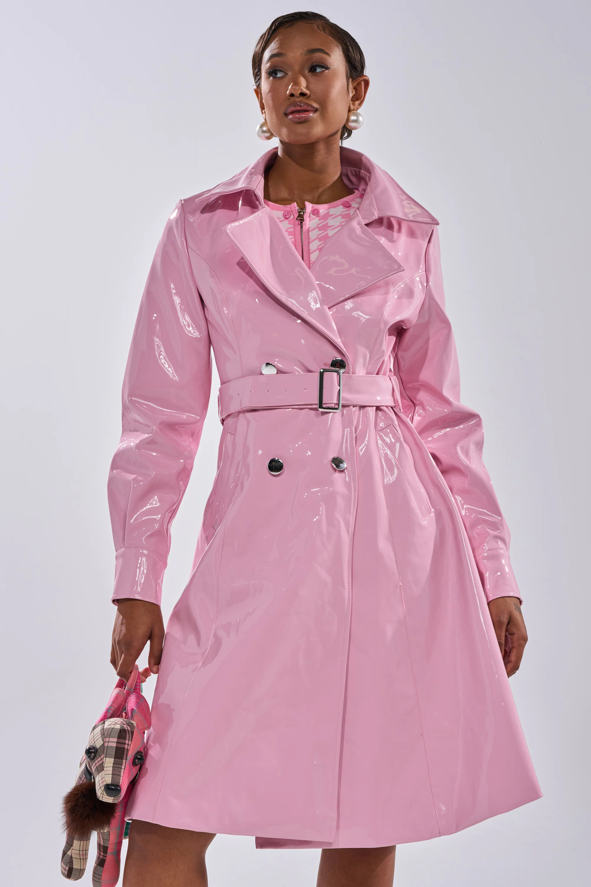 MITICA PATENT TRENCH IN BUBBLEGUM PINK - Image 3