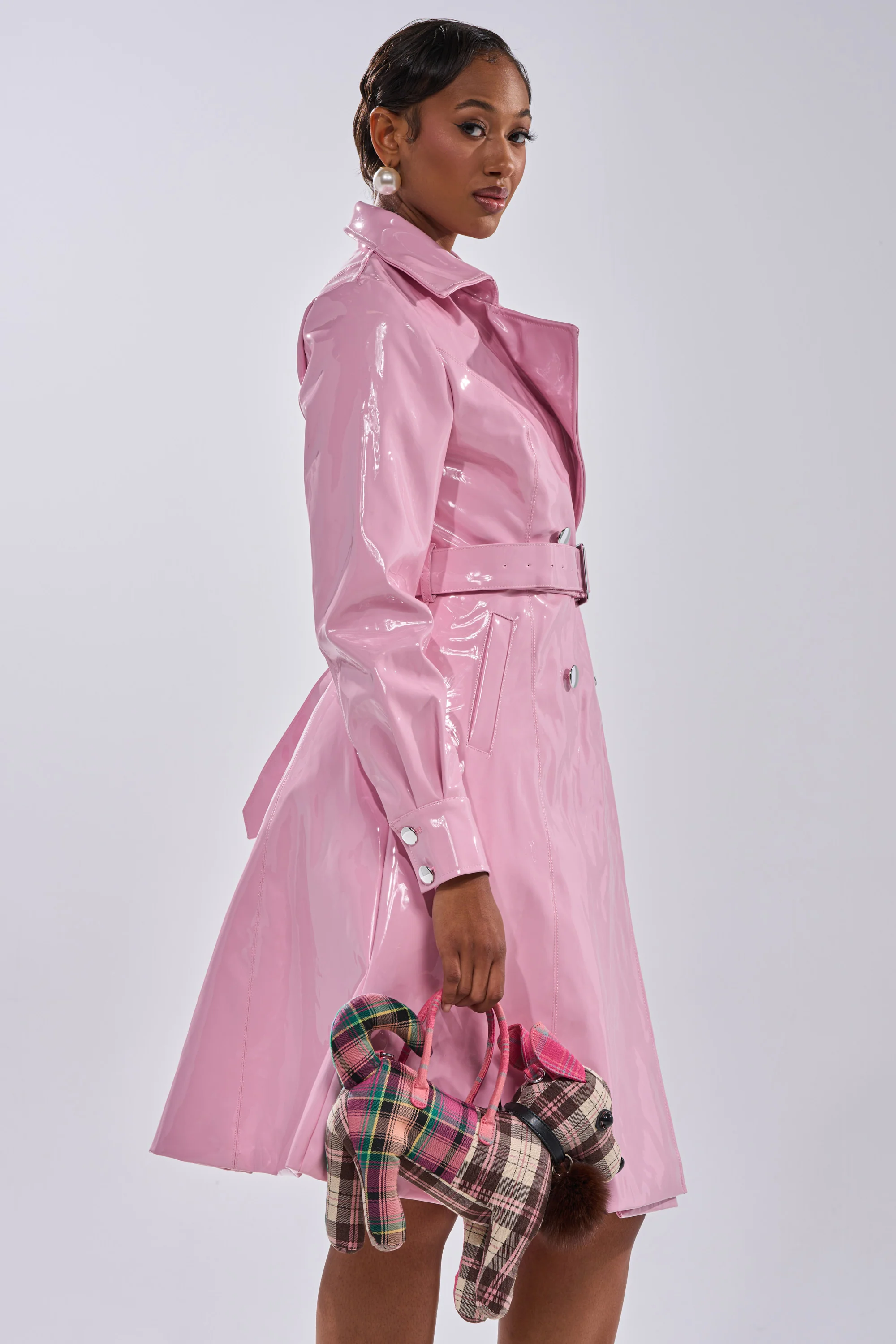 MITICA PATENT TRENCH IN BUBBLEGUM PINK - Image 5