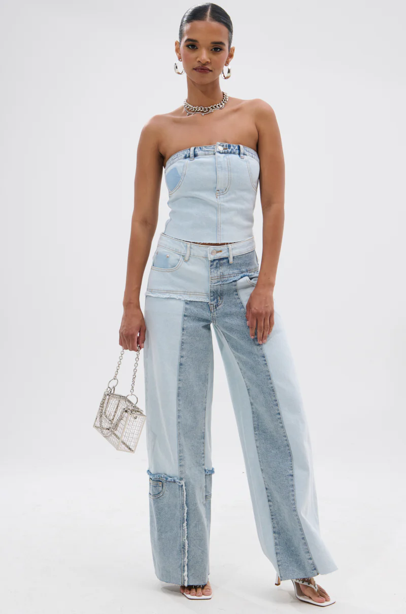 MIX AND MATCH RELAXED DENIM PANTS - Image 2