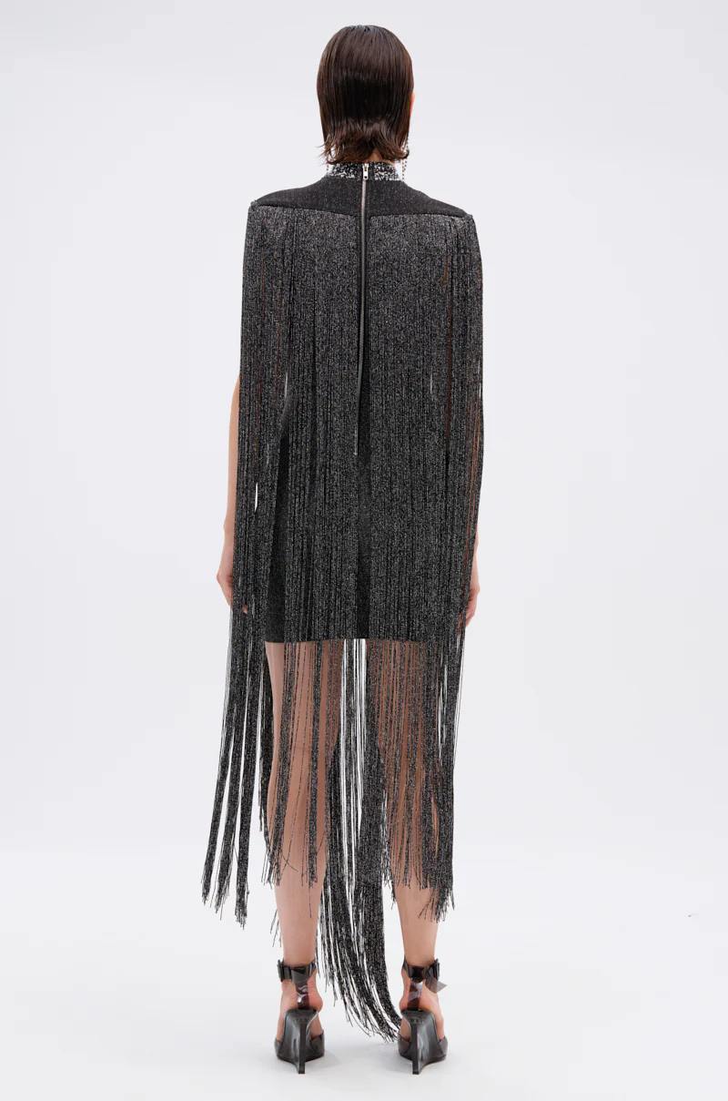 MIXED MESSAGES METALLIC BANDAGE MINI DRESS WITH FRINGE - Image 6