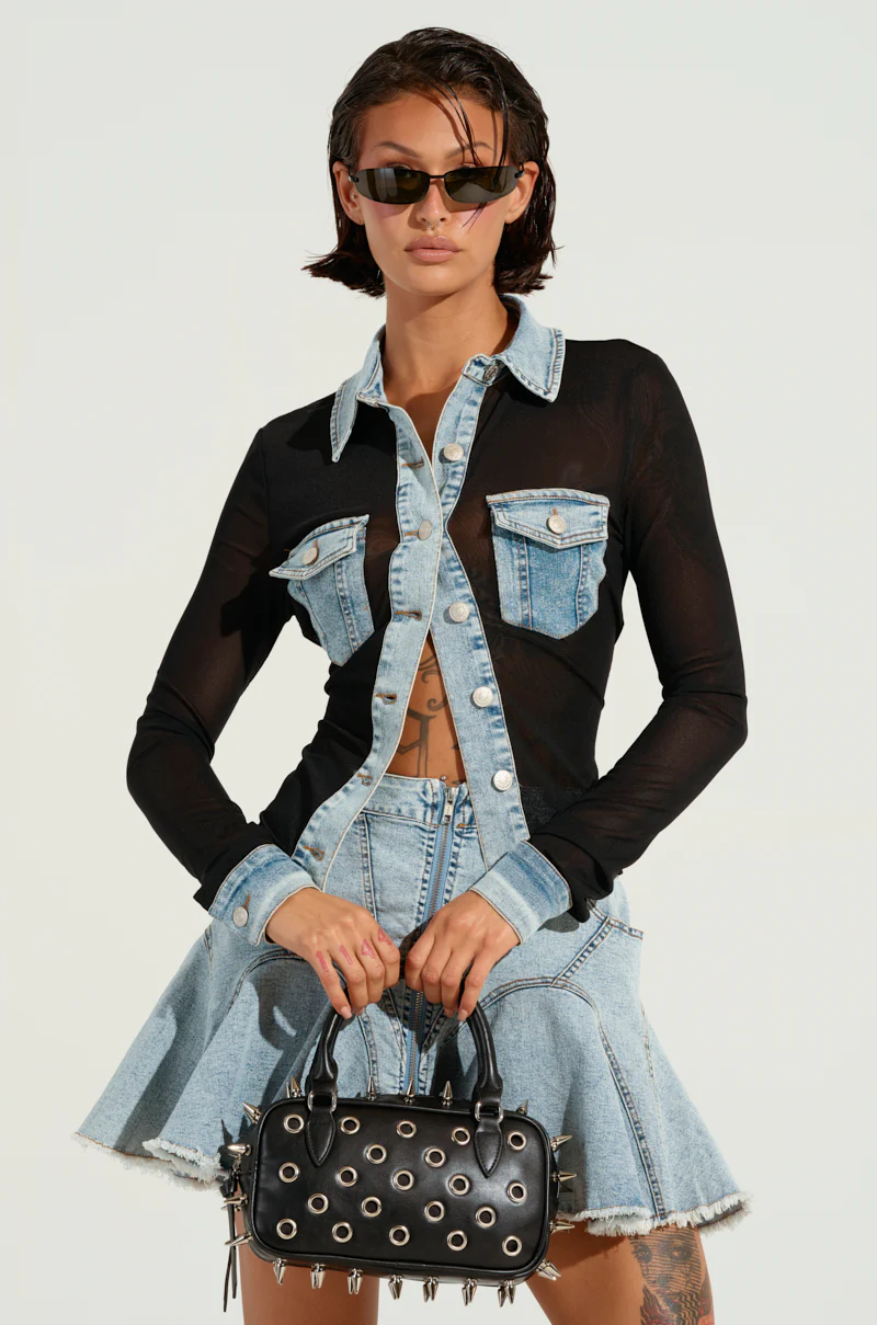 MIXED VIBES BUTTON DOWN BLOUSE - Image 2