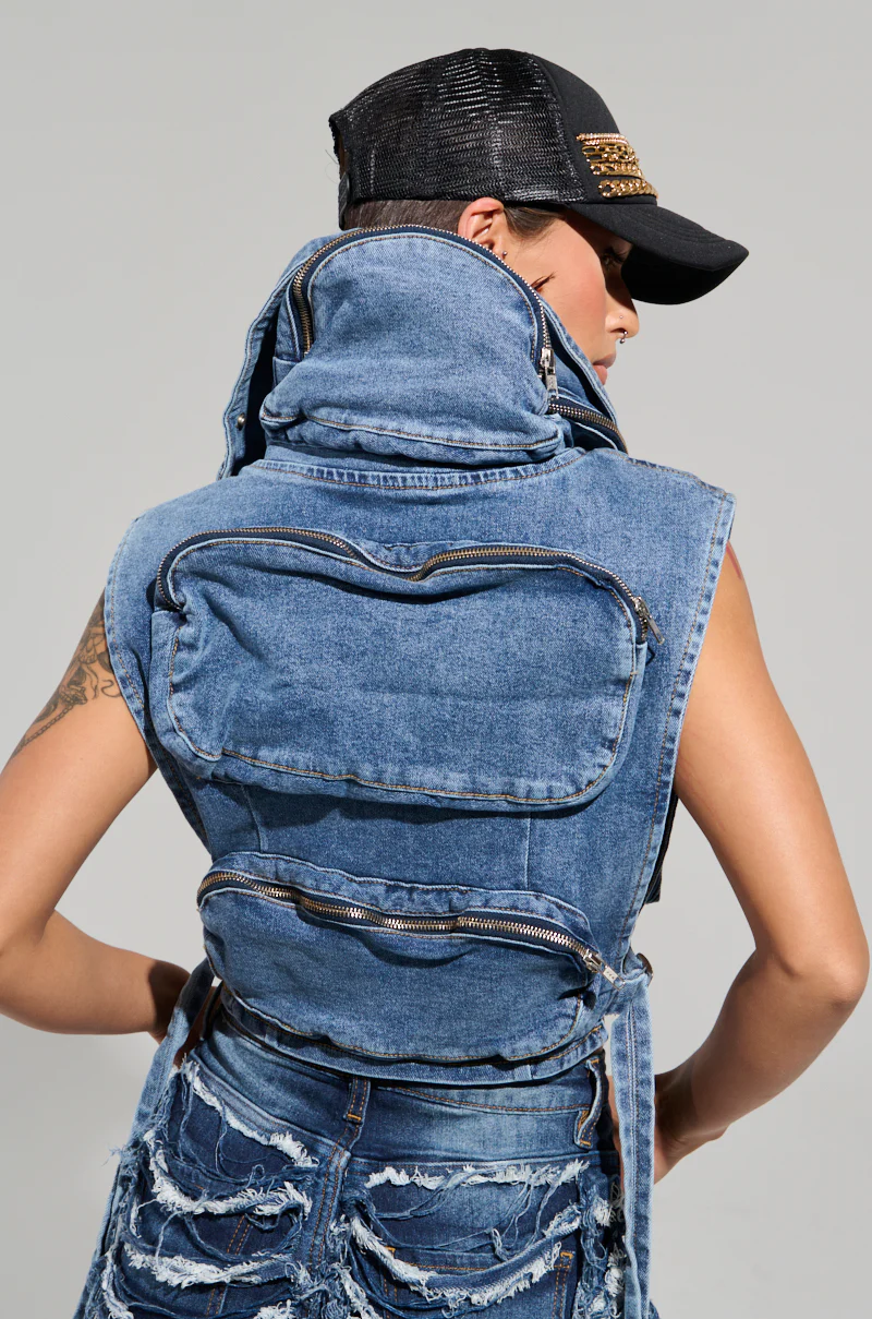 MODEL BEHAVIOR MEDIUM BLUE DENIM TOP - Image 4