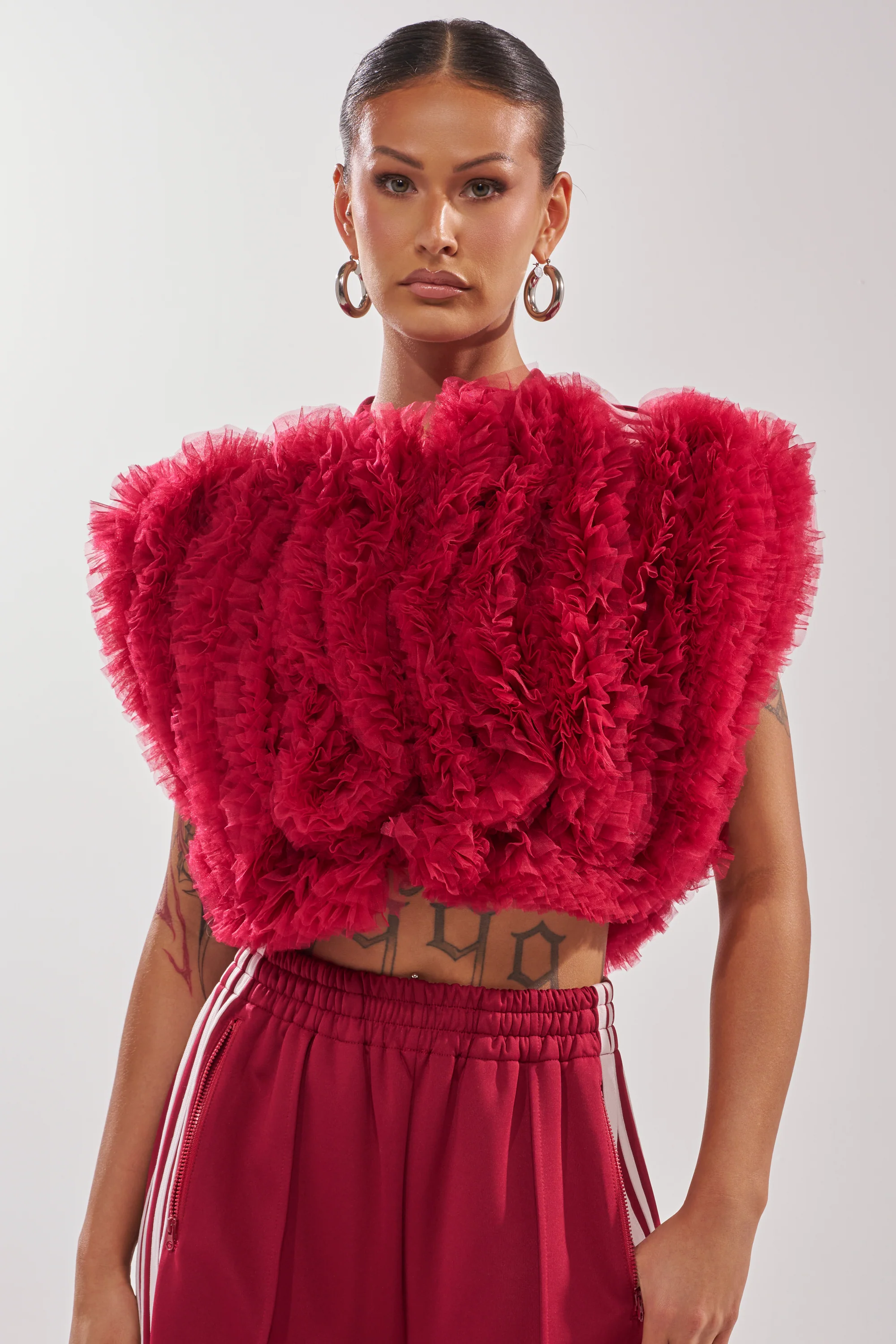 MODERN JAM SWEATSHIRT WITH TULLE IN BURGUNDY - Image 2
