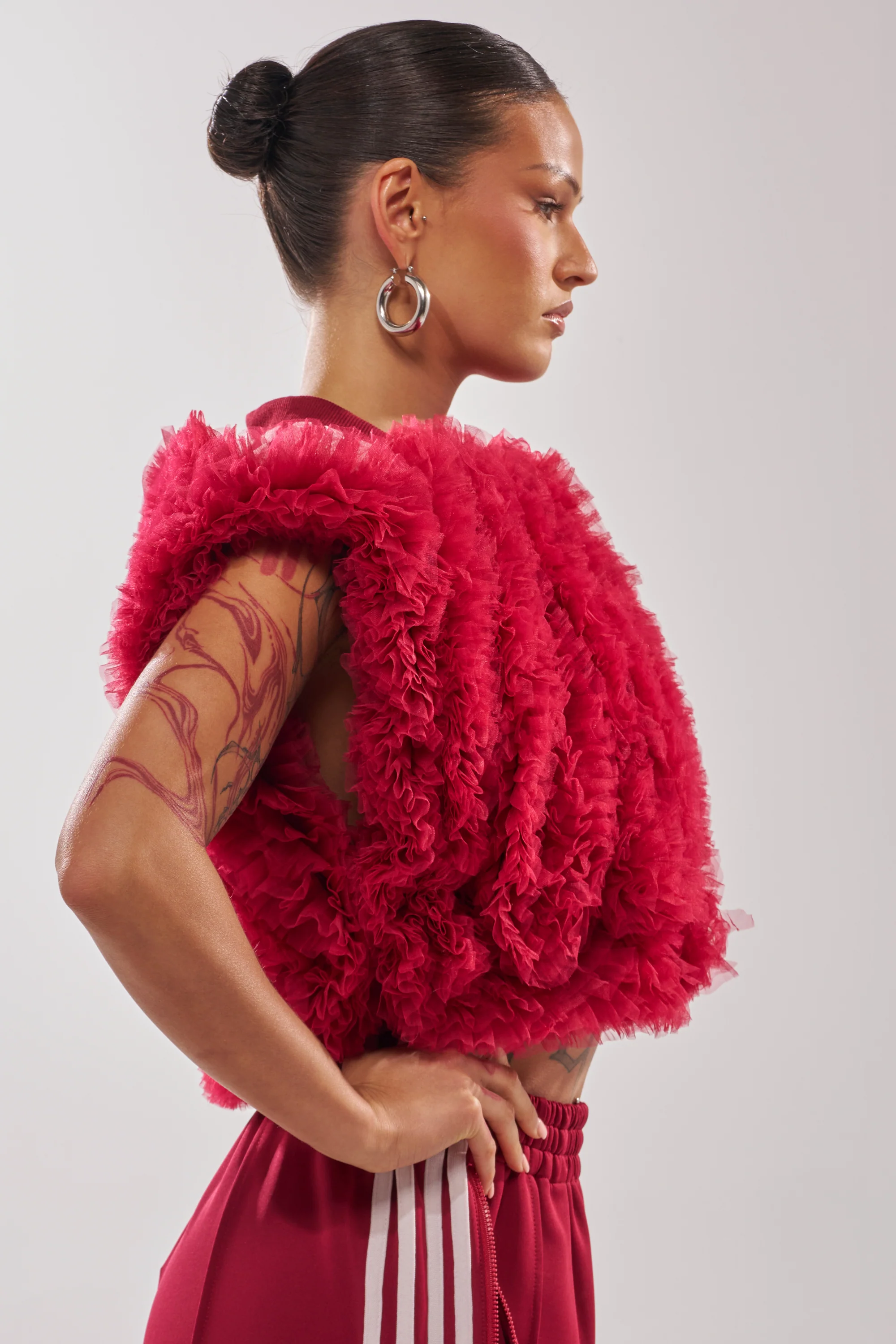 MODERN JAM SWEATSHIRT WITH TULLE IN BURGUNDY - Image 3