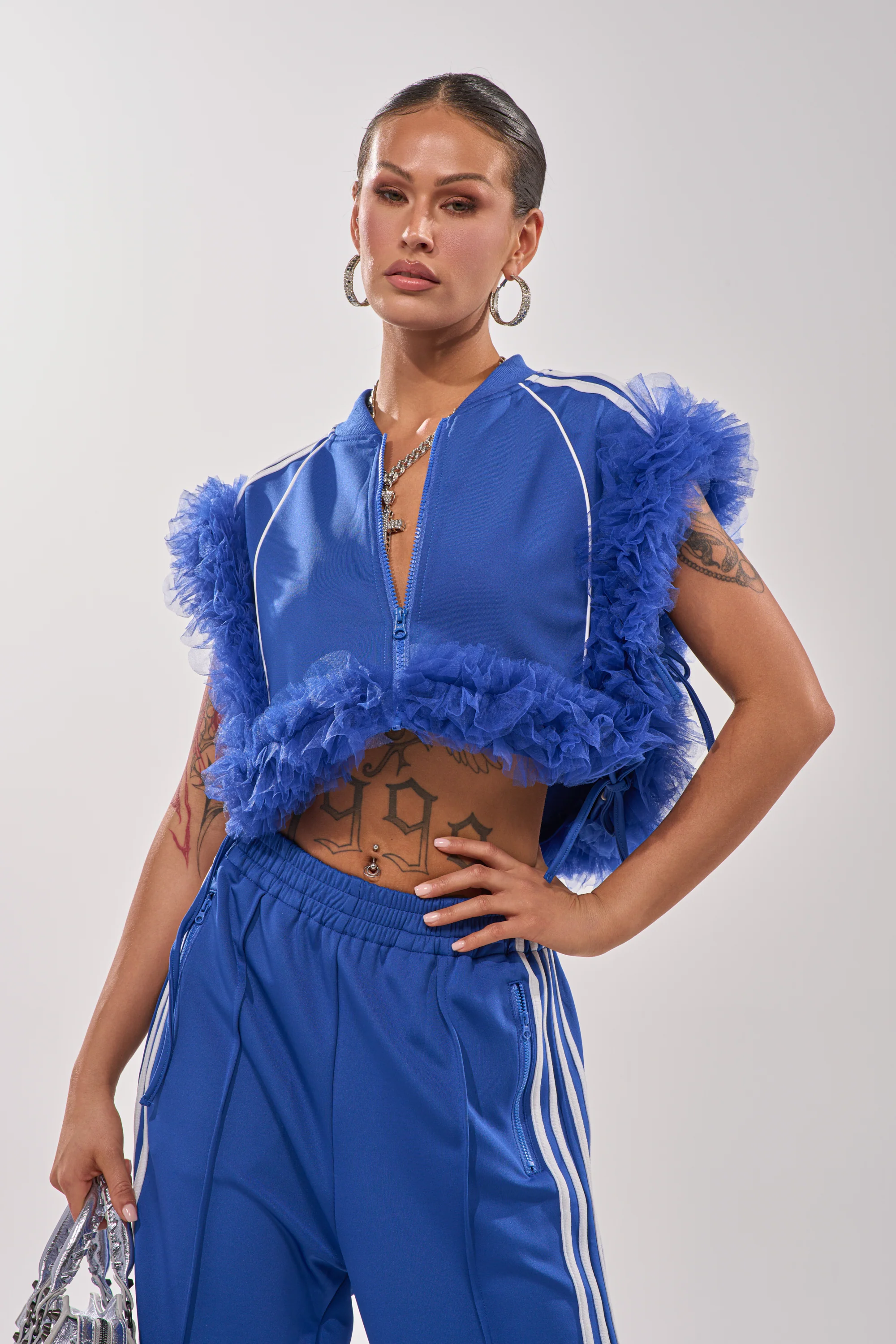MODERN JAM SWEATSHIRT WITH TULLE IN ROYAL BLUE - Image 3