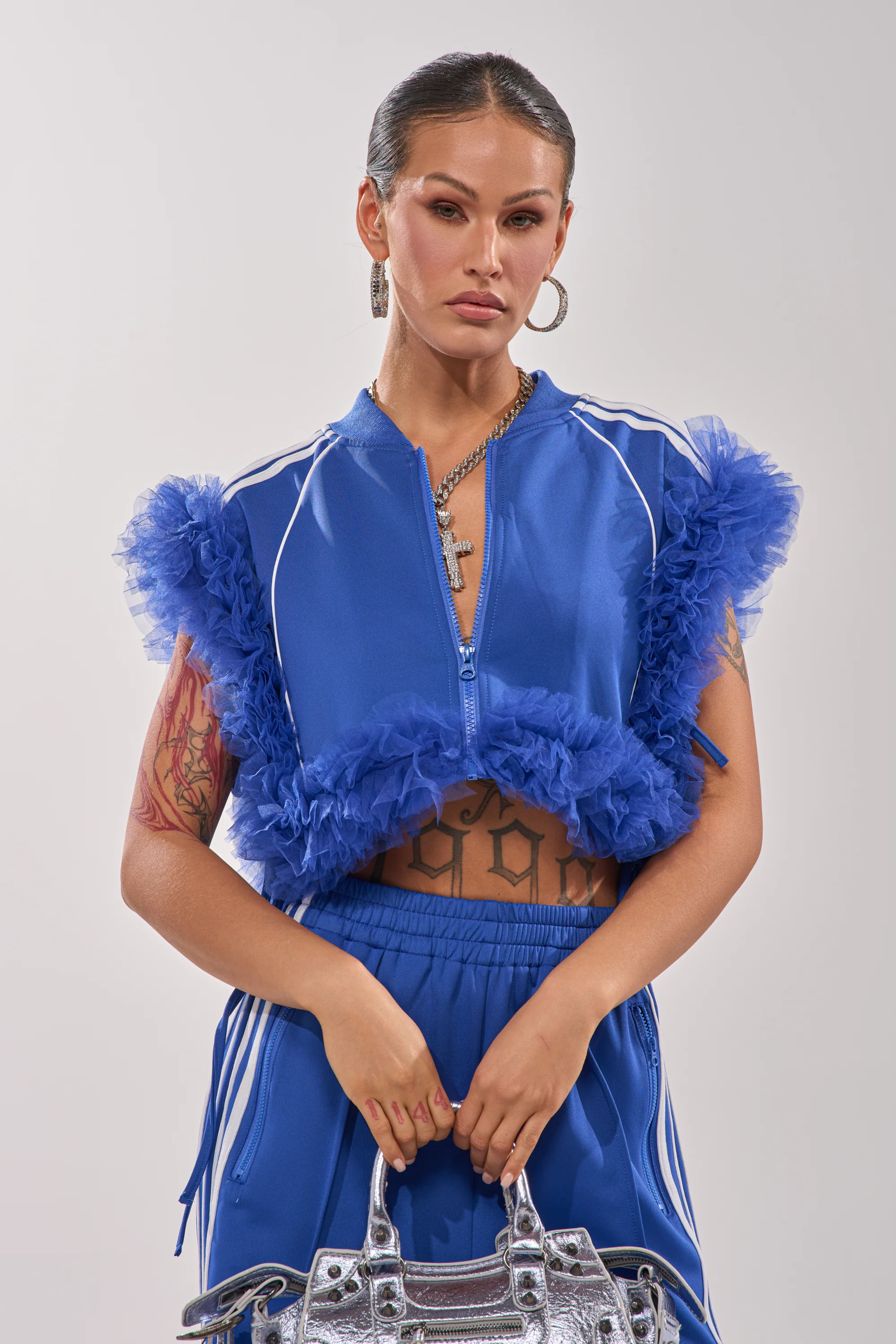 MODERN JAM SWEATSHIRT WITH TULLE IN ROYAL BLUE - Image 4