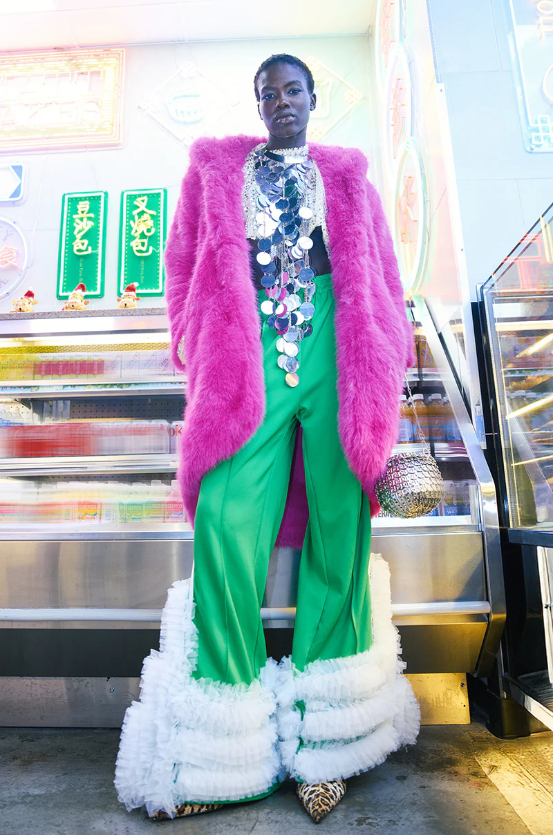 MODERN JAM TRACK PANT WITH TULLE IN GREEN - Image 2