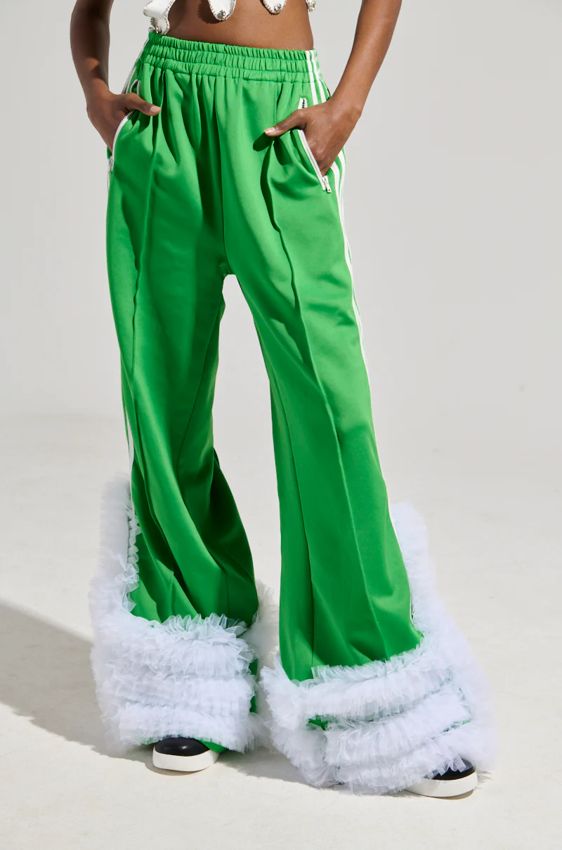 MODERN JAM TRACK PANT WITH TULLE IN GREEN - Image 3