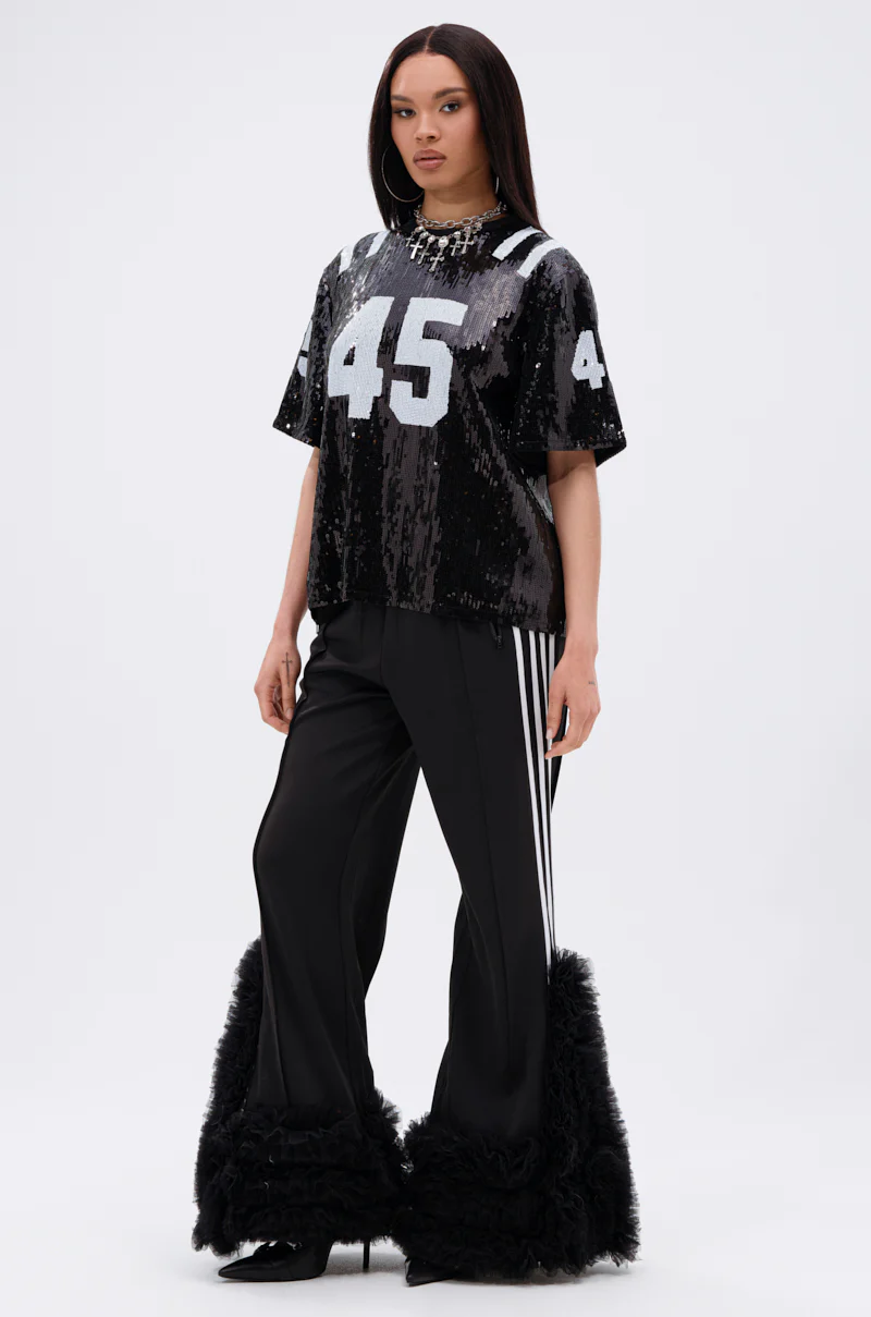 MODERN JAM TRACK PANT WITH TULLE IN BLACK - Image 3