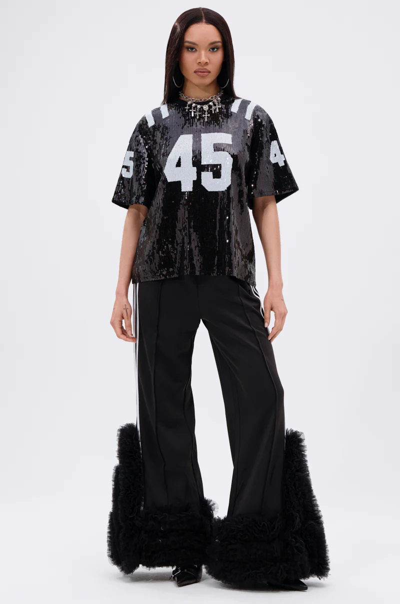 MODERN JAM TRACK PANT WITH TULLE IN BLACK - Image 7