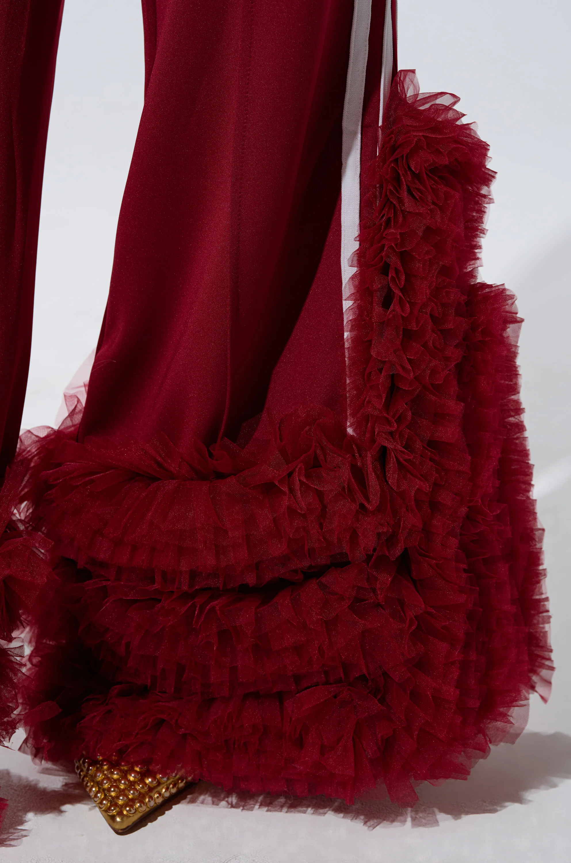 MODERN JAM TRACK PANT WITH TULLE IN BURGUNDY - Image 8