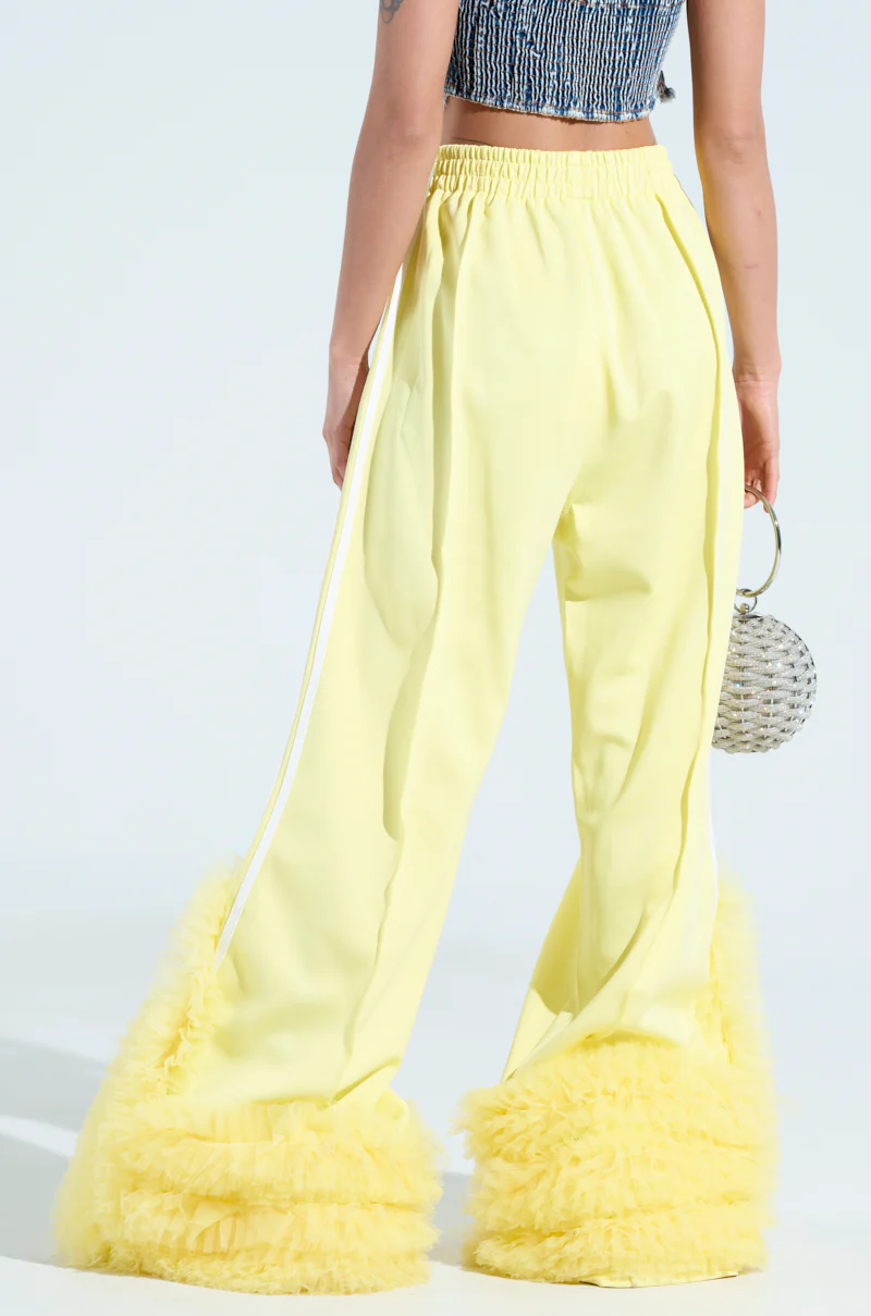 MODERN JAM TRACK PANT WITH TULLE IN YELLOW - Image 6