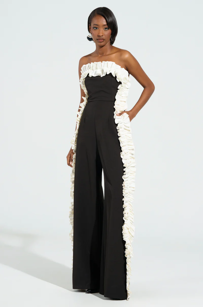 MONICA RUFFLED JUMPSUIT IN BLACK - Image 2