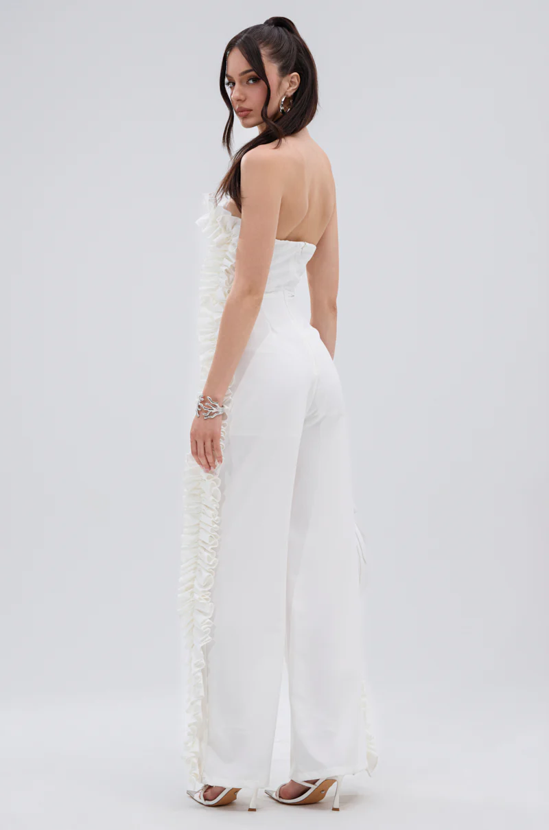 MONICA RUFFLED JUMPSUIT IN WHITE - Image 4